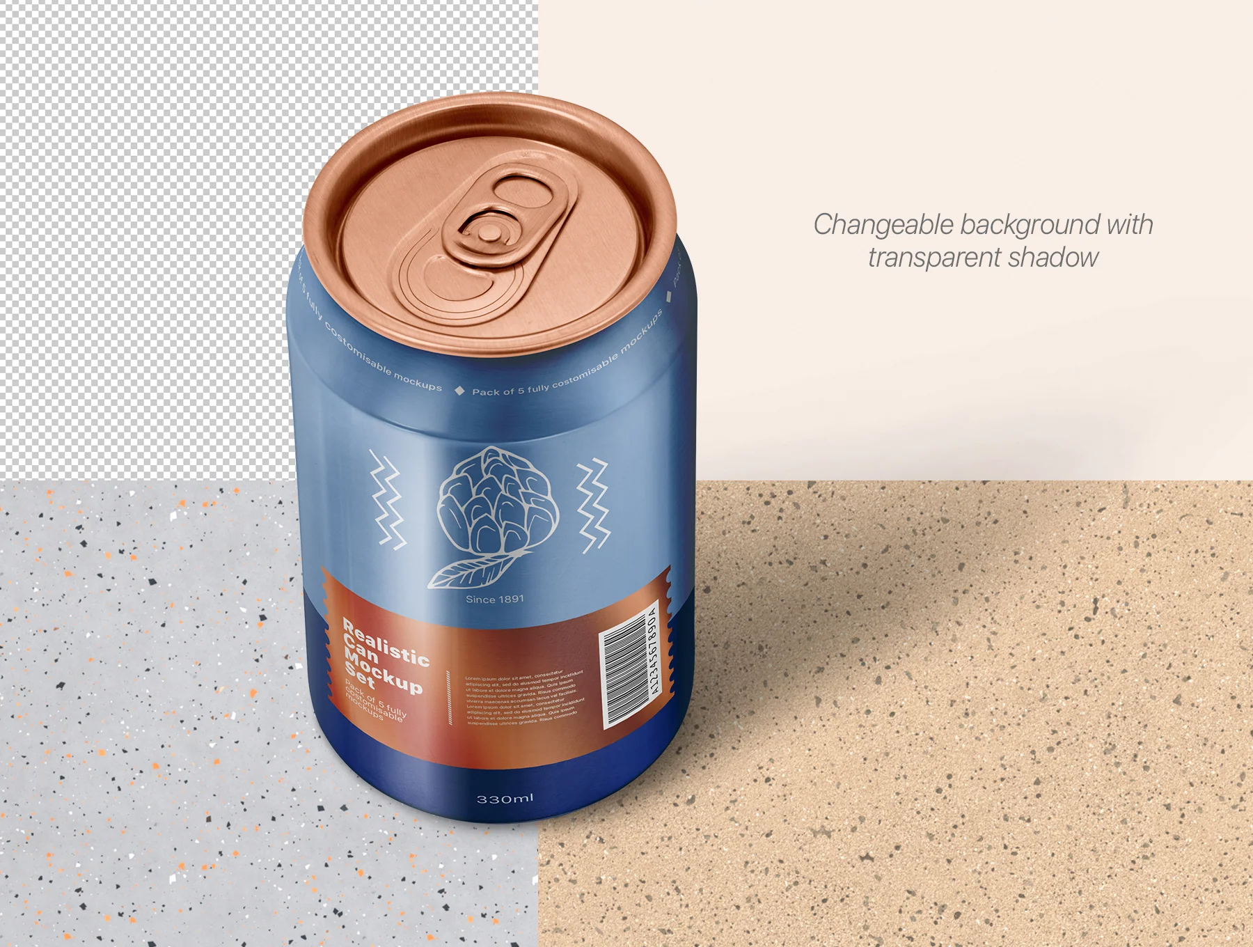 Realistic Can Mockup Set 5