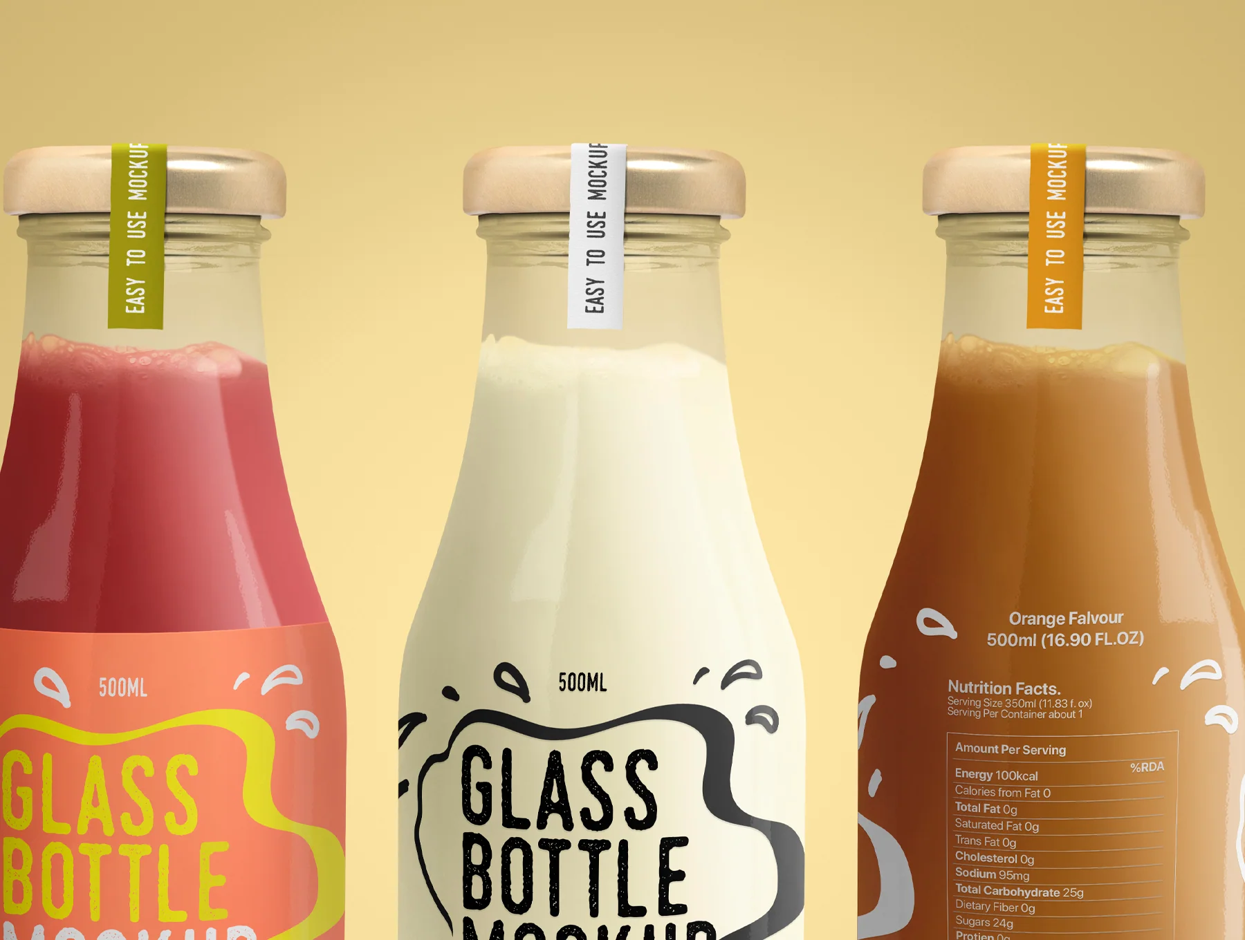 Realistic Glass Bottle Mockups