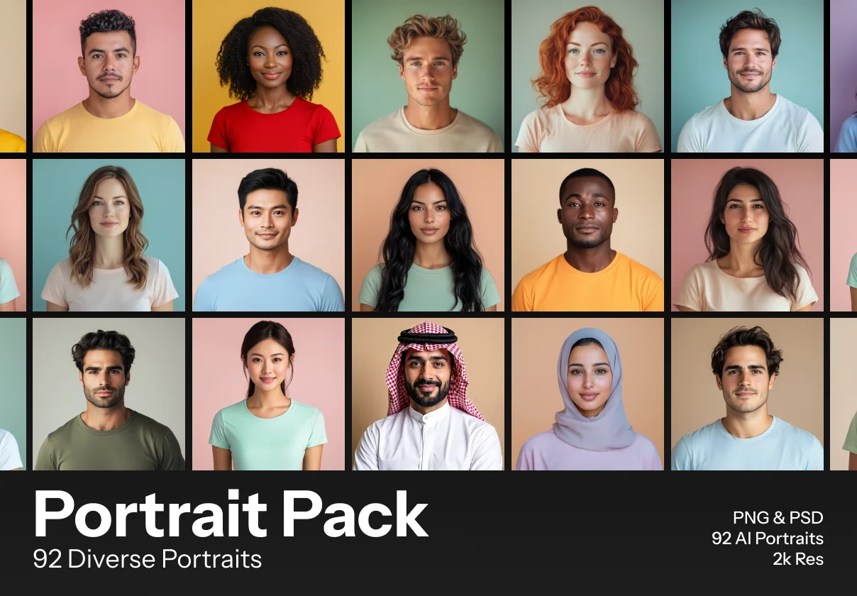 Realistic Faces - Diverse Pack of 92