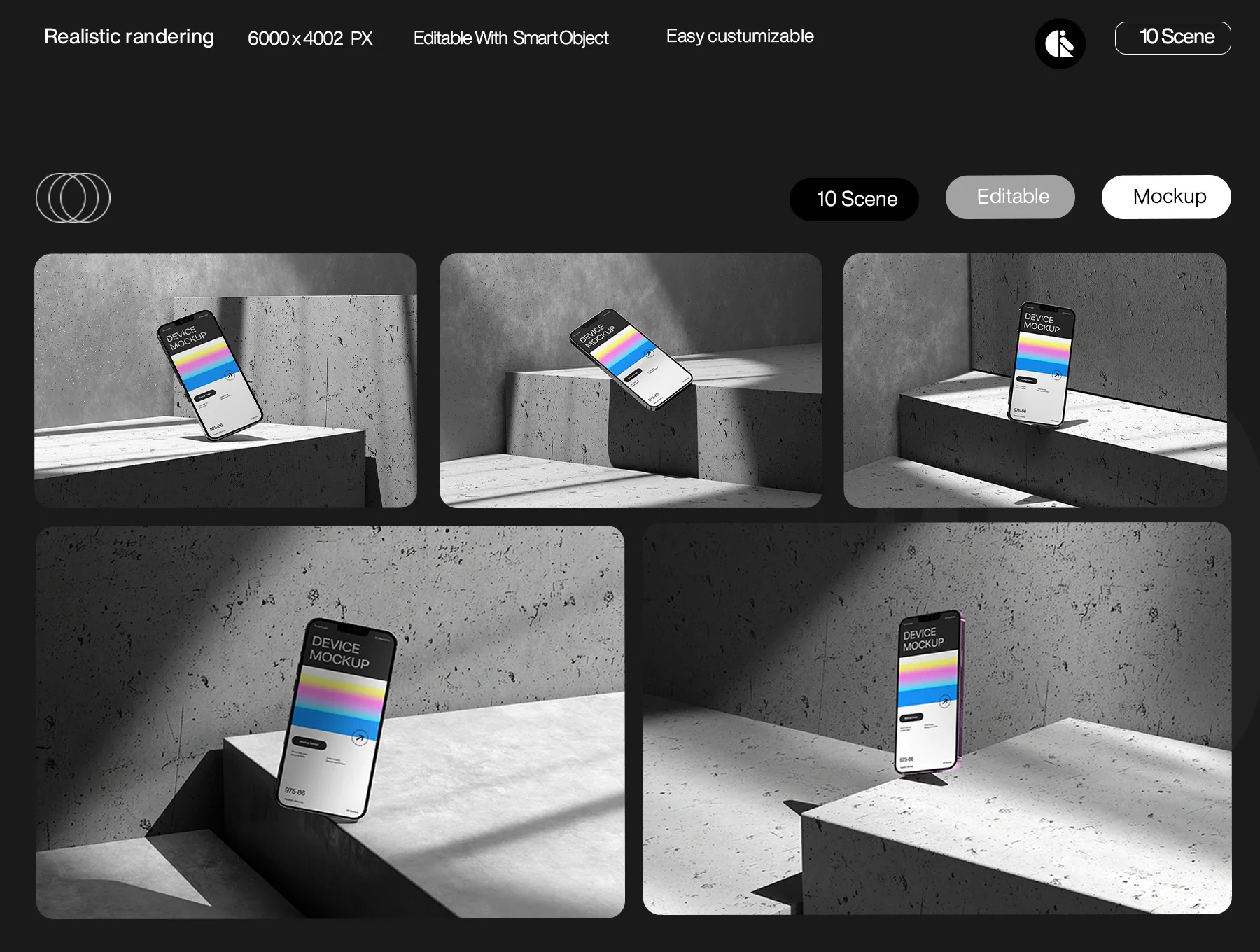 Realistic Smartphone Mockup with Gradient Screen on Concrete Background 2