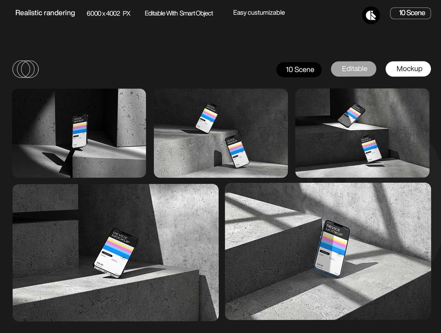 Realistic Smartphone Mockup with Gradient Screen on Concrete Background 3