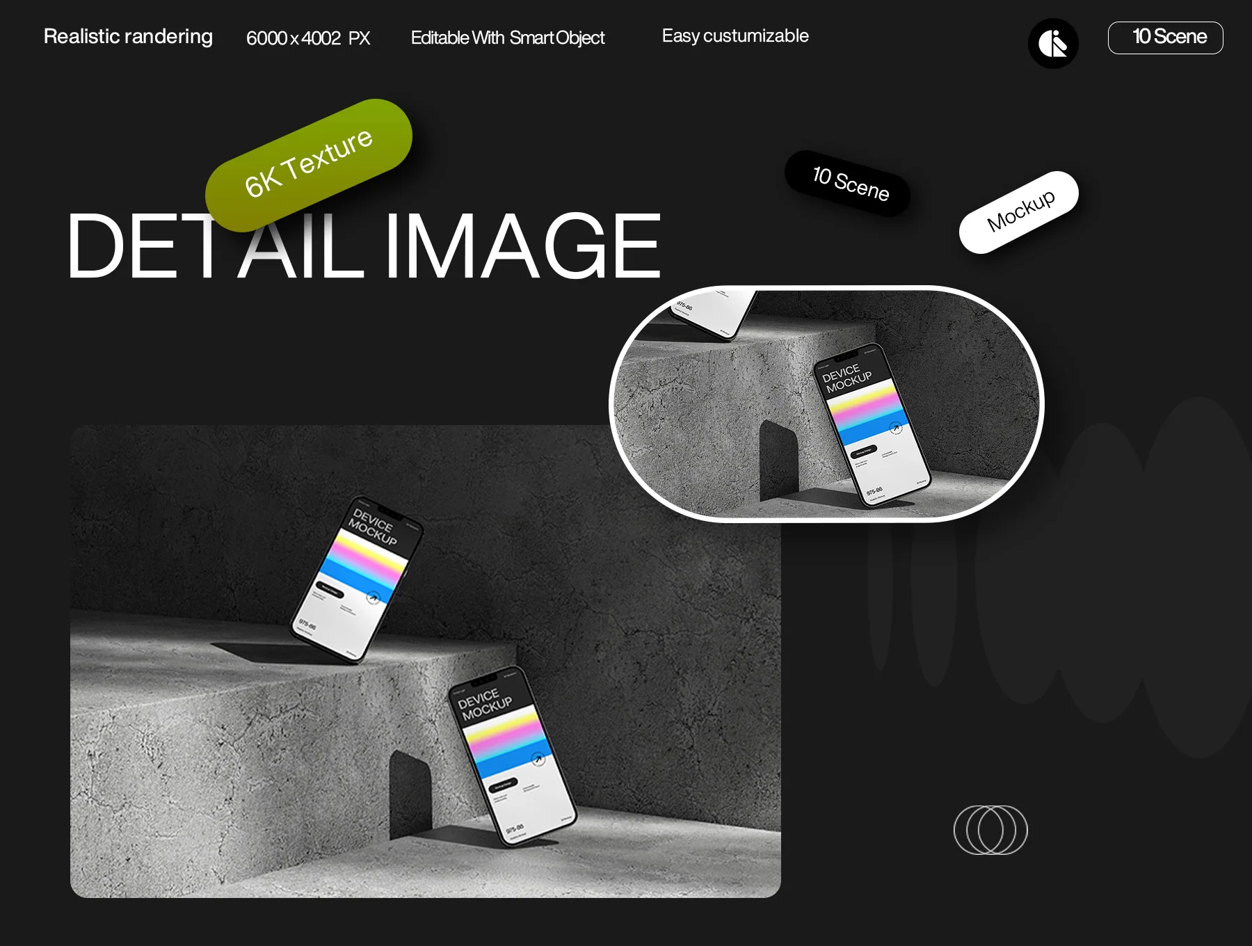 Realistic Smartphone Mockup with Gradient Screen on Concrete Background 5