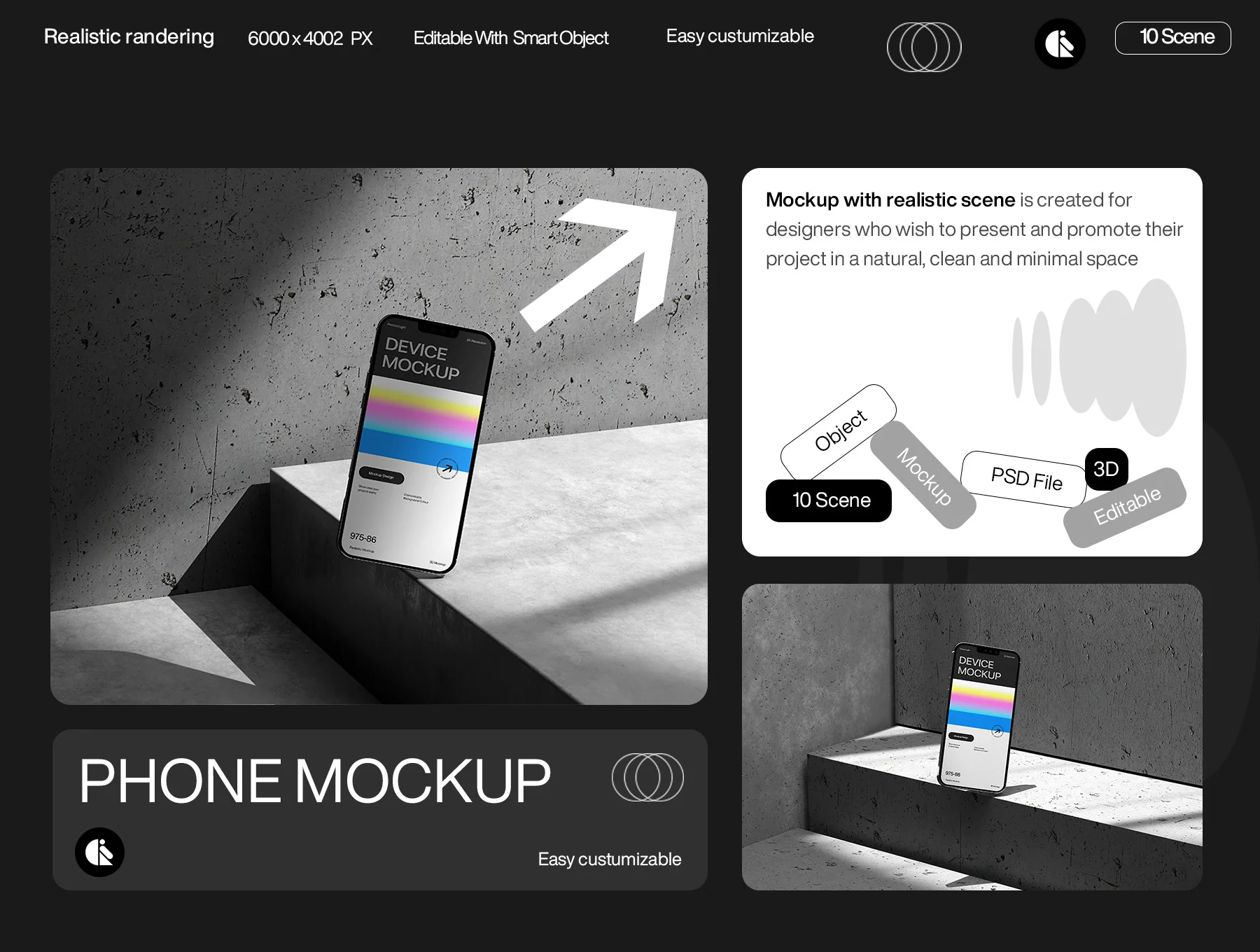 Realistic Smartphone Mockup with Gradient Screen on Concrete Background 6