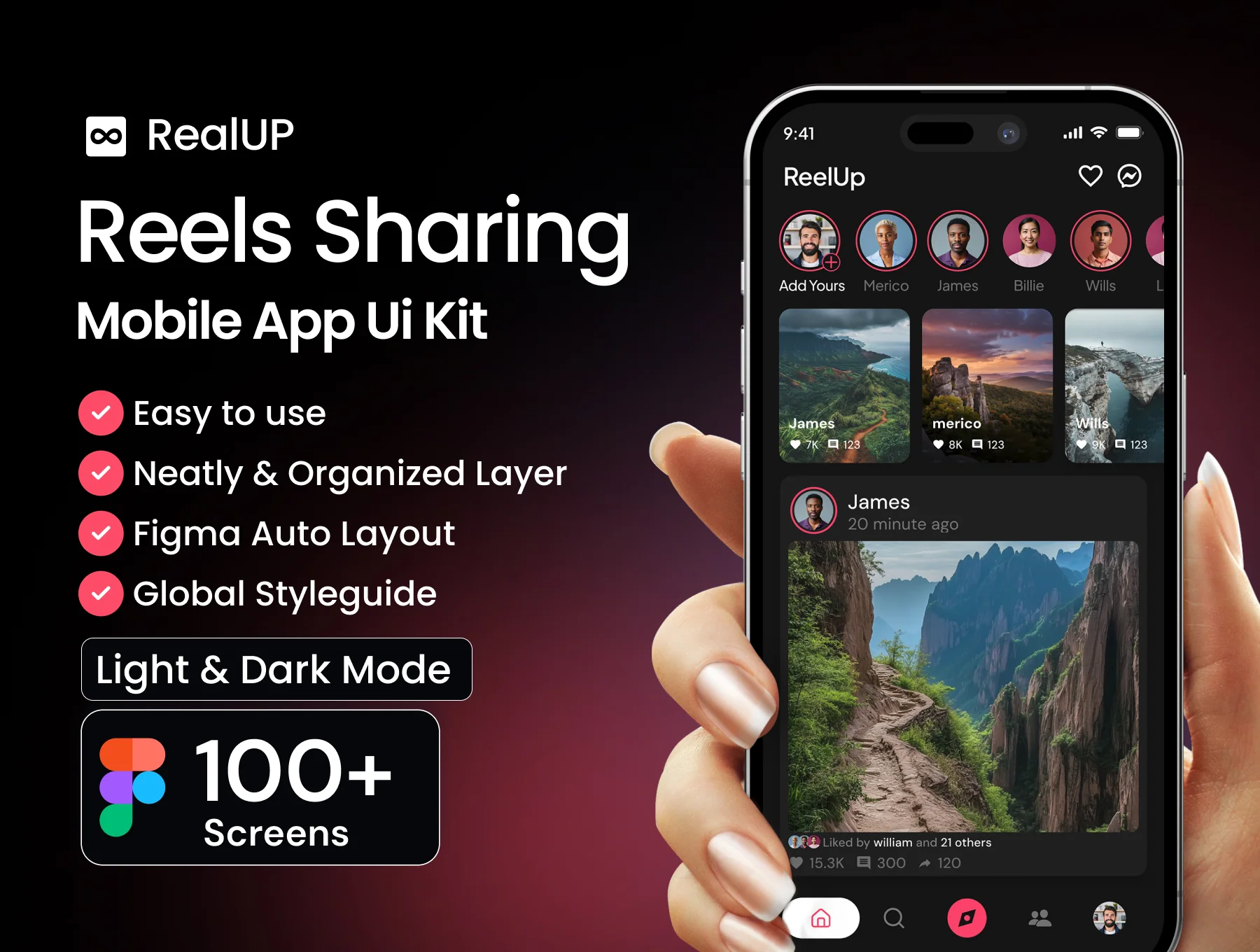 RealUP – Reels Sharing Mobile App UI Kit