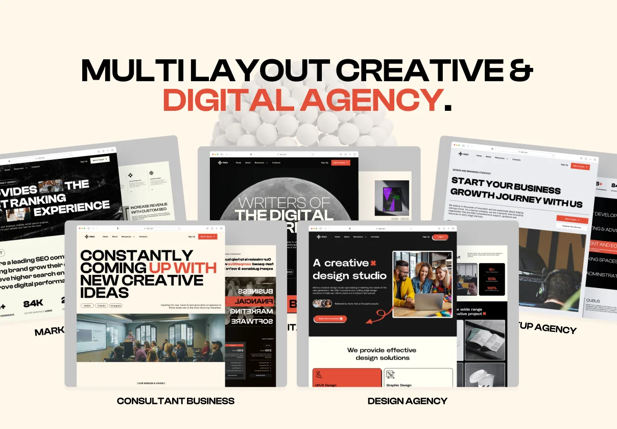 Rebo - Agency Digital Multi Layout Framer Template
