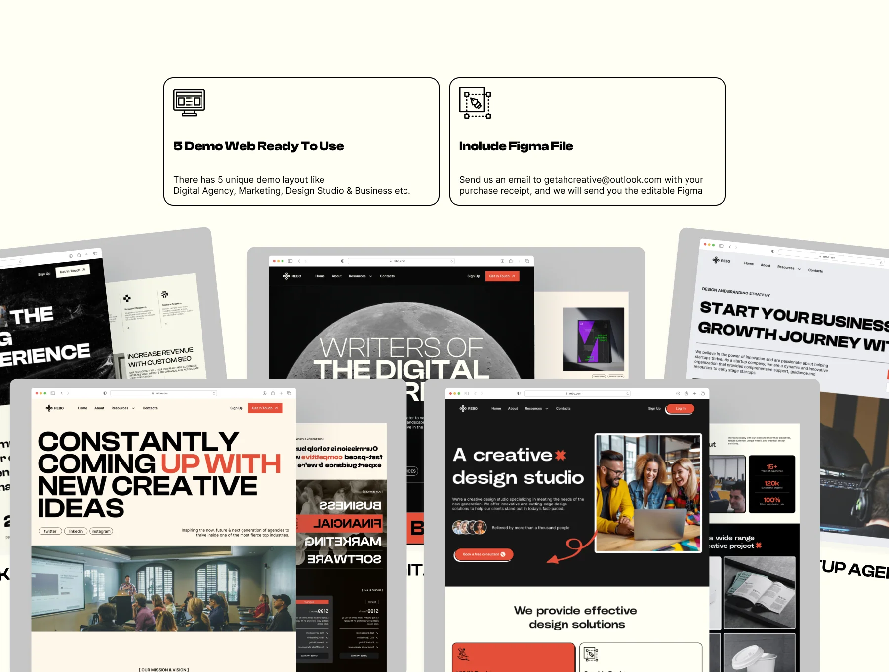 Rebo - Agency Digital Multi Layout Framer Template 2