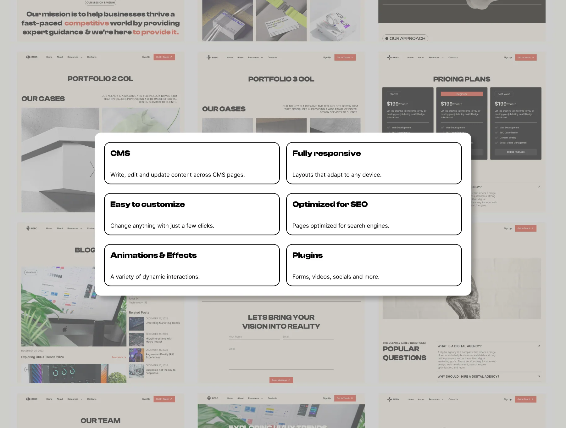 Rebo - Agency Digital Multi Layout Framer Template 3