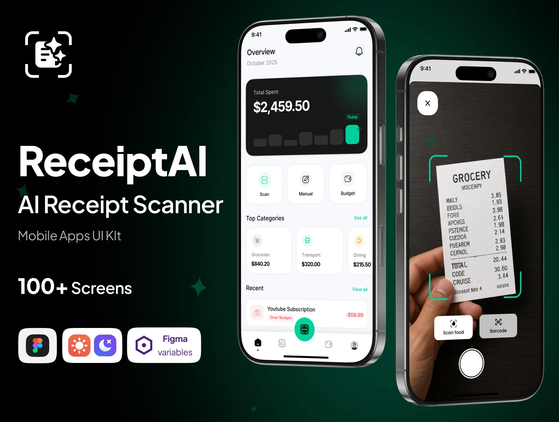 ReceiptAI - AI Receipt Scanner & Personal Finance - Mobile App UI Kit