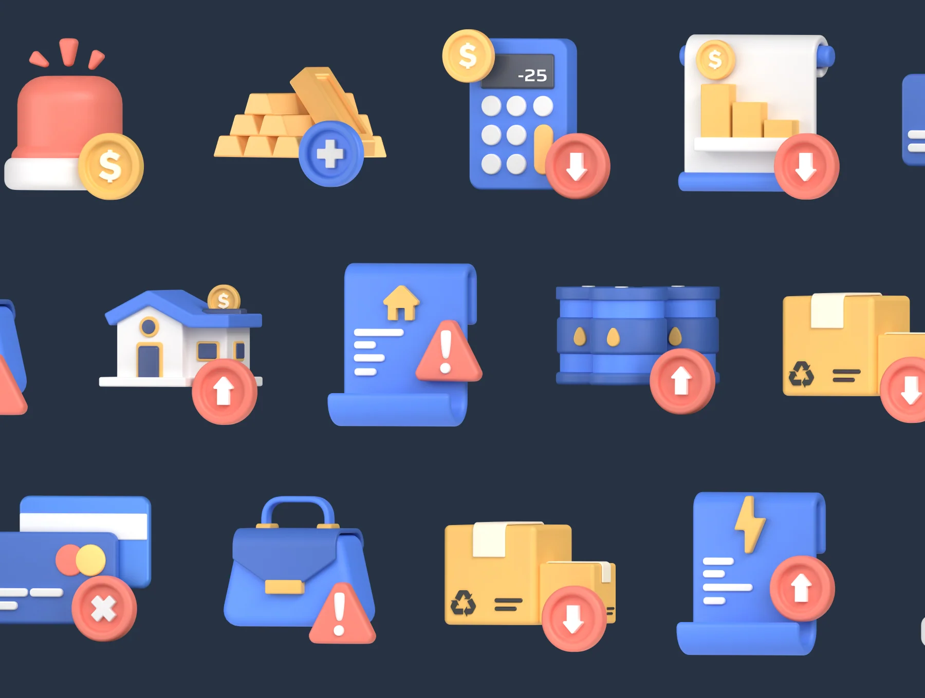 Recession 3D Icon Set 6