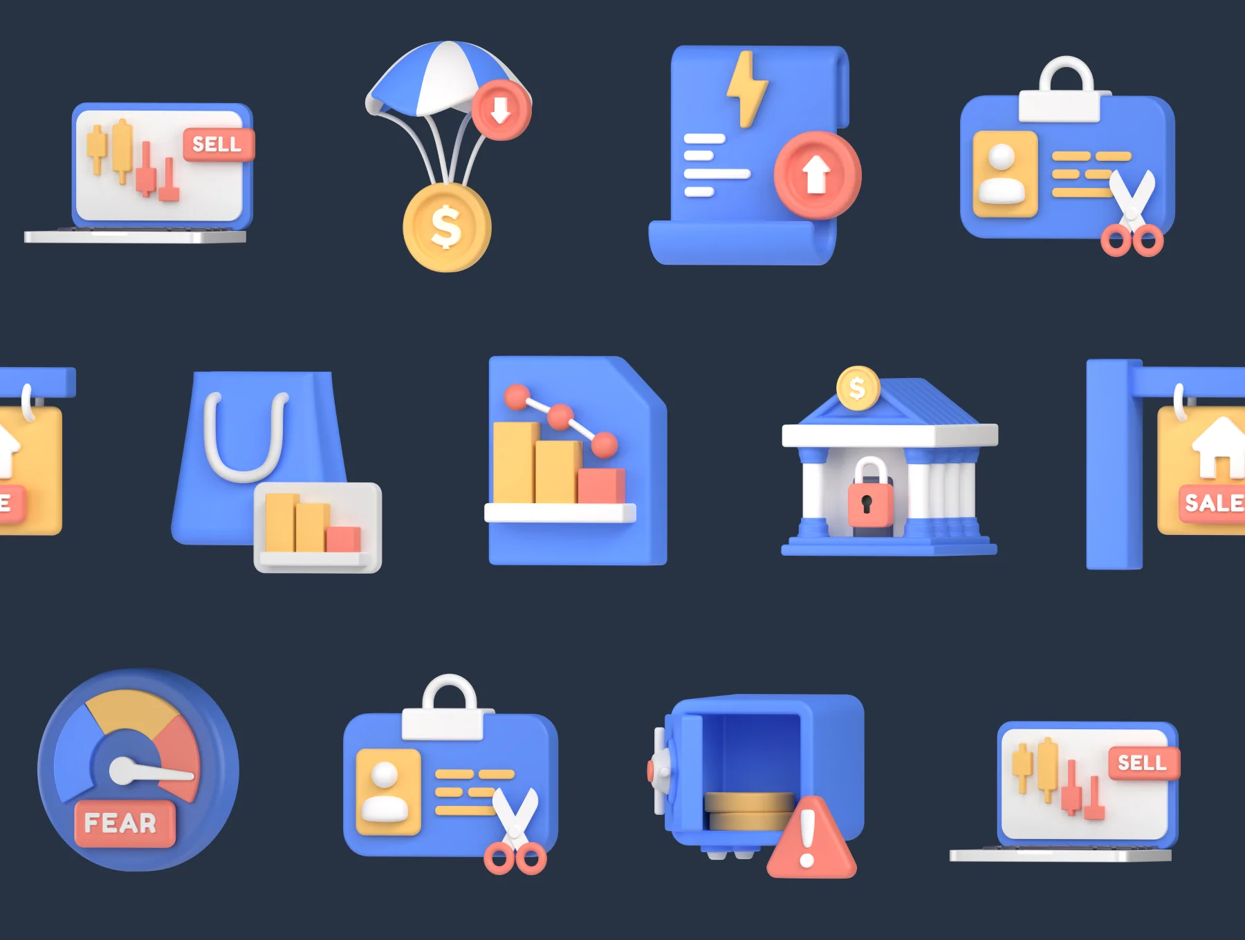 Recession 3D Icon Set 7