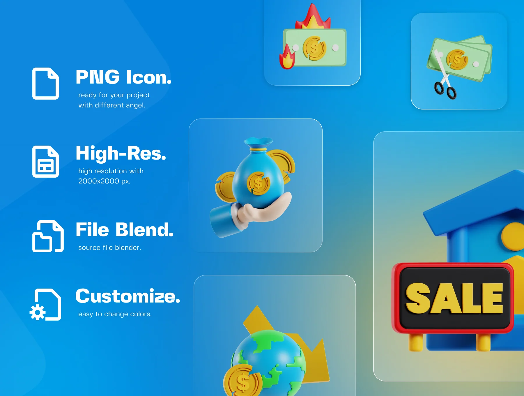 Recession & Bankrupt 3D Icon Pack 2
