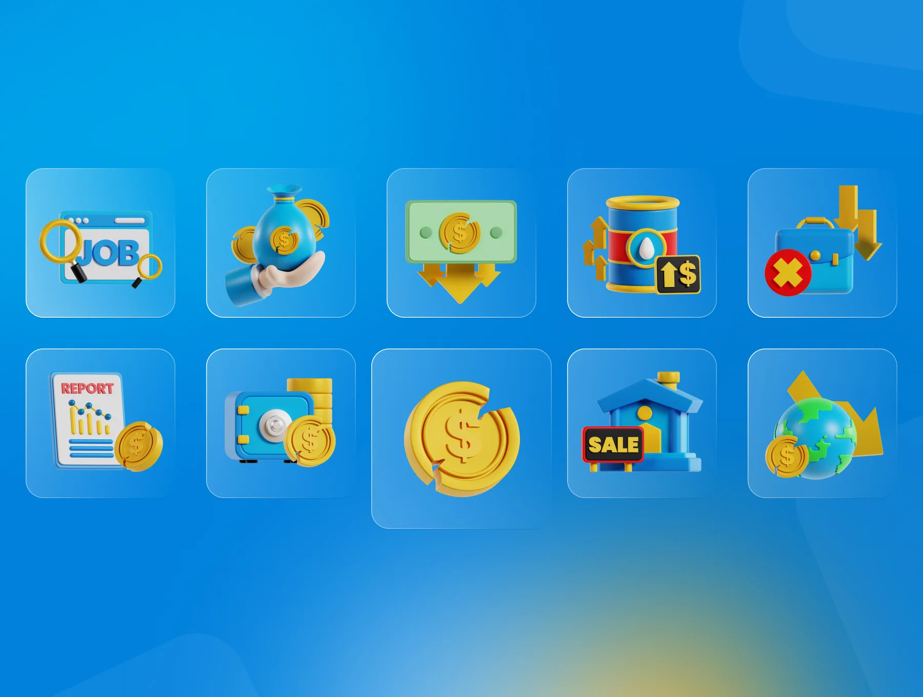 Recession & Bankrupt 3D Icon Pack 6