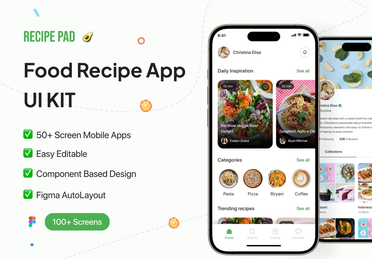 Recipe Pad - Food Recipe App UI Design Template