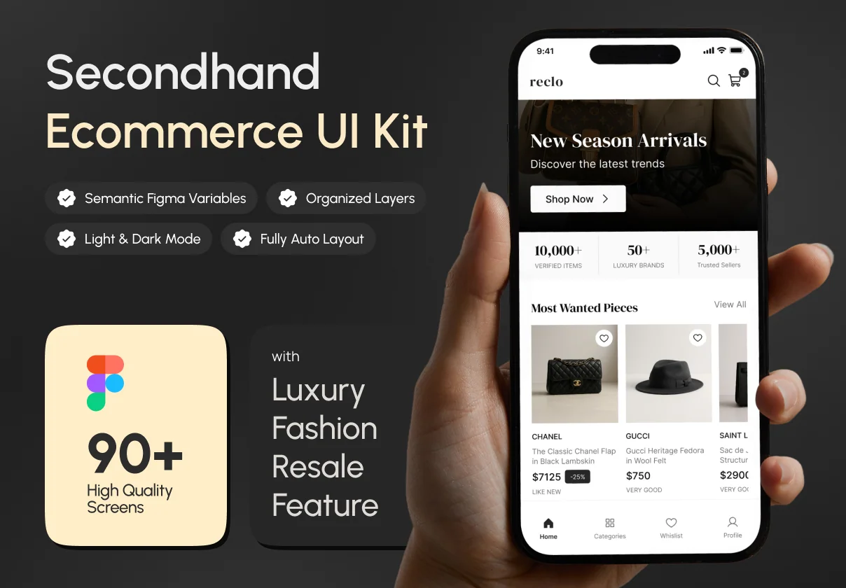 Reclo - Secondhand, Preloved Fashion Ecommerce Mobile App UI Kit