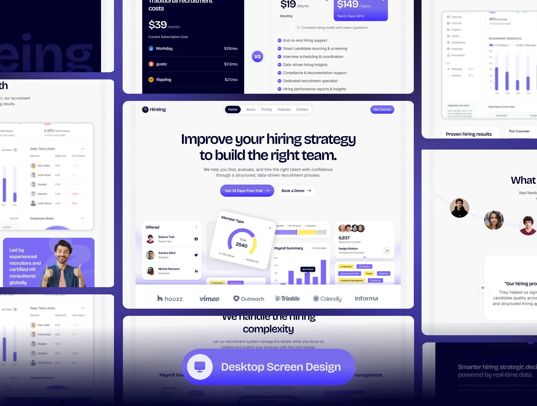 Recruitment SaaS Landing Page Design - Hireing 2