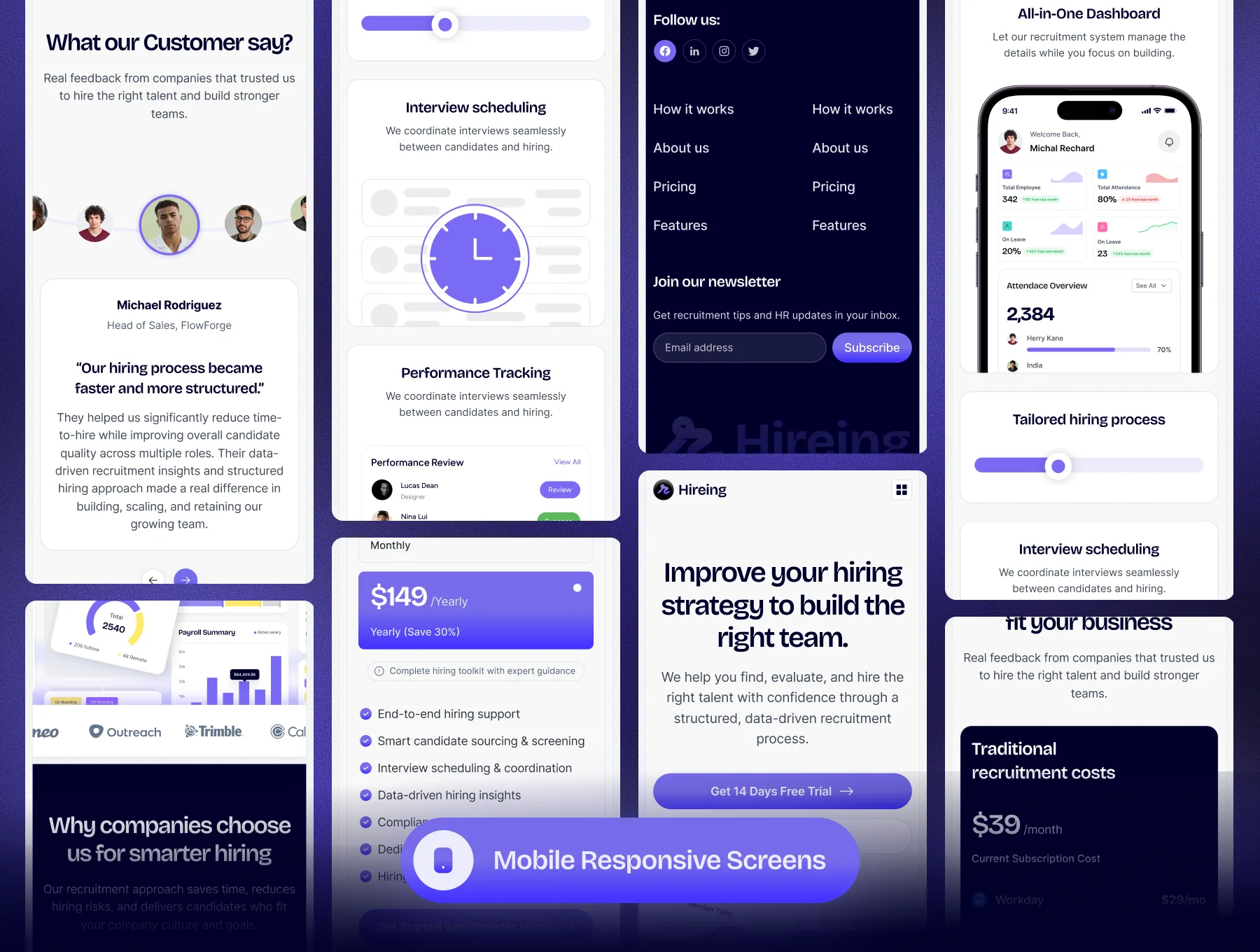 Recruitment SaaS Landing Page Design - Hireing 3