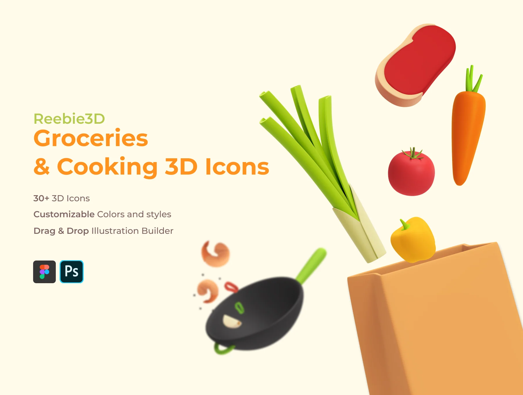 Reebie 3D Groceries & Cooking Pack