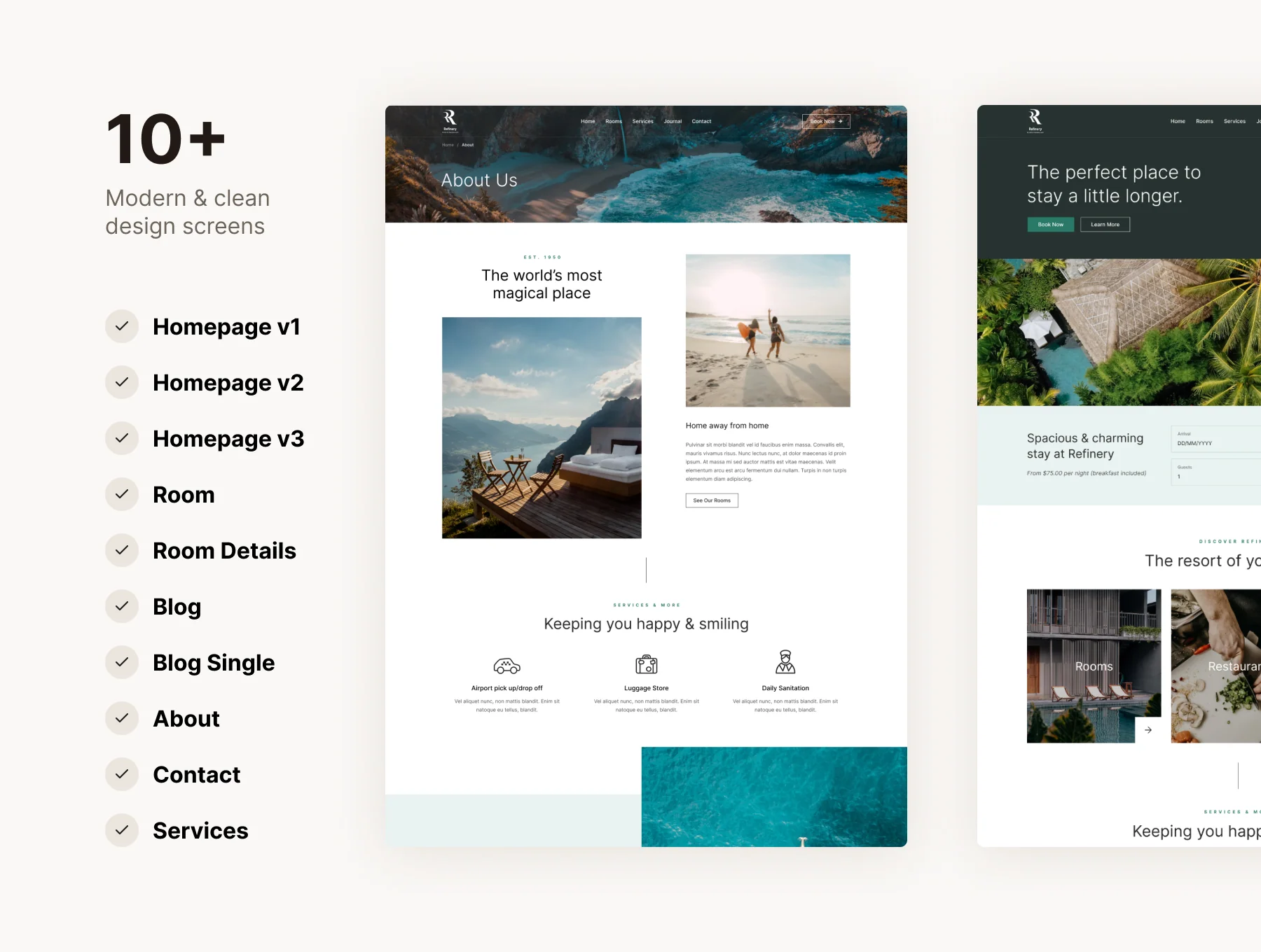 Refinery - Hotel & Resort Figma Template 2