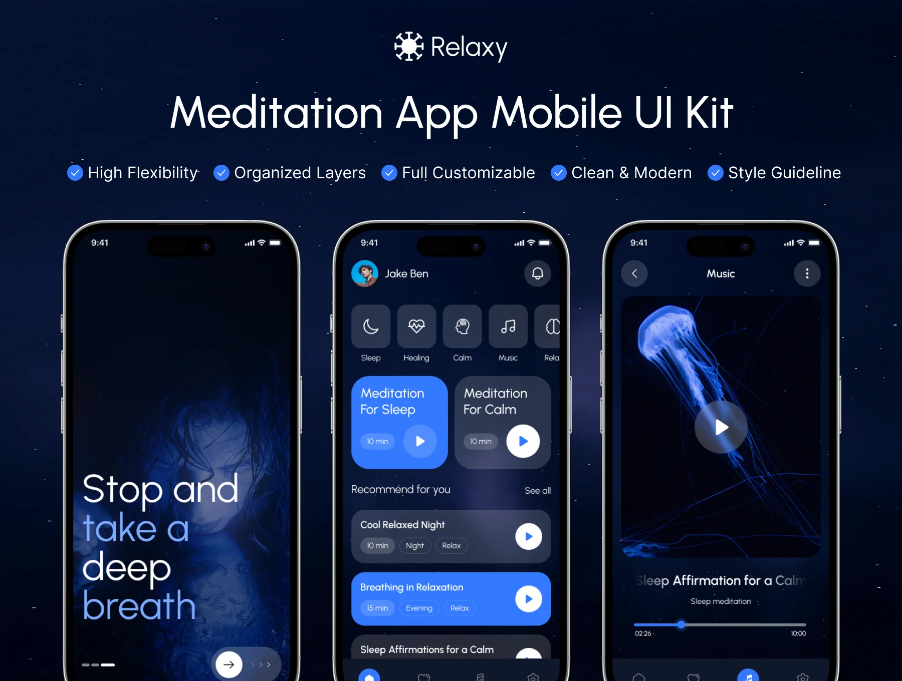 Relaxy - Meditation & Relax App UI Kit