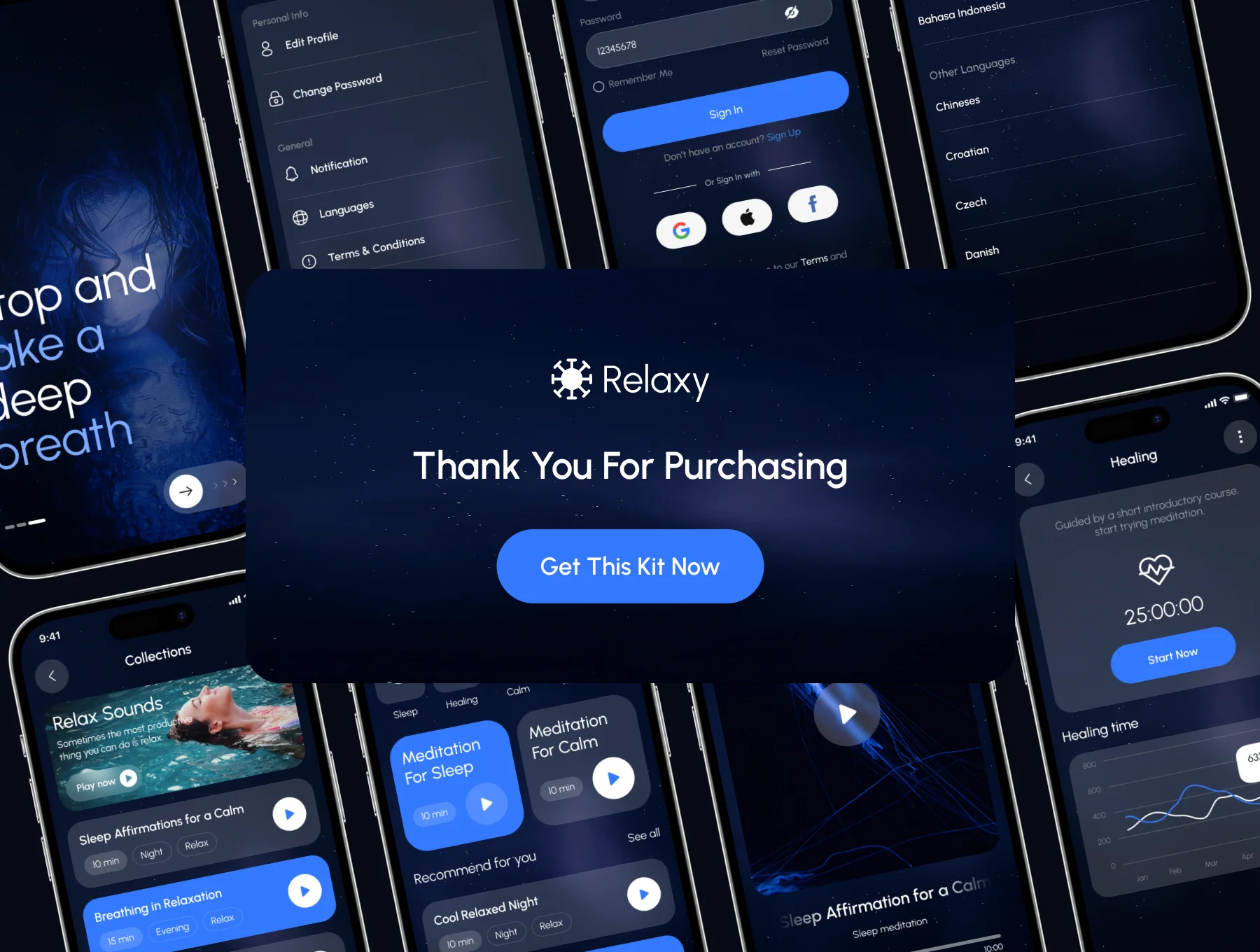 Relaxy - Meditation & Relax App UI Kit 6