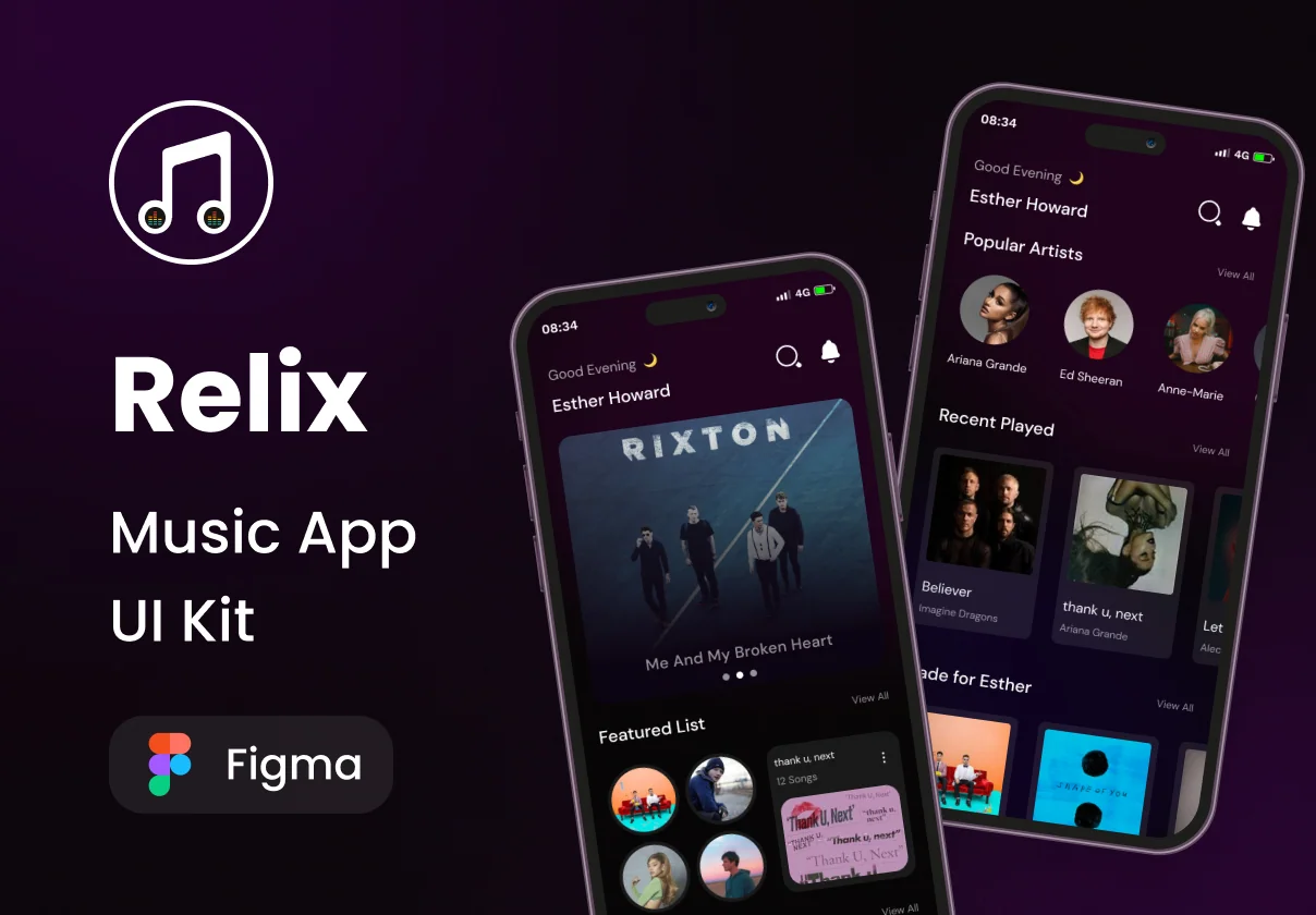 Relix Figma - Music App UI Kit Figma