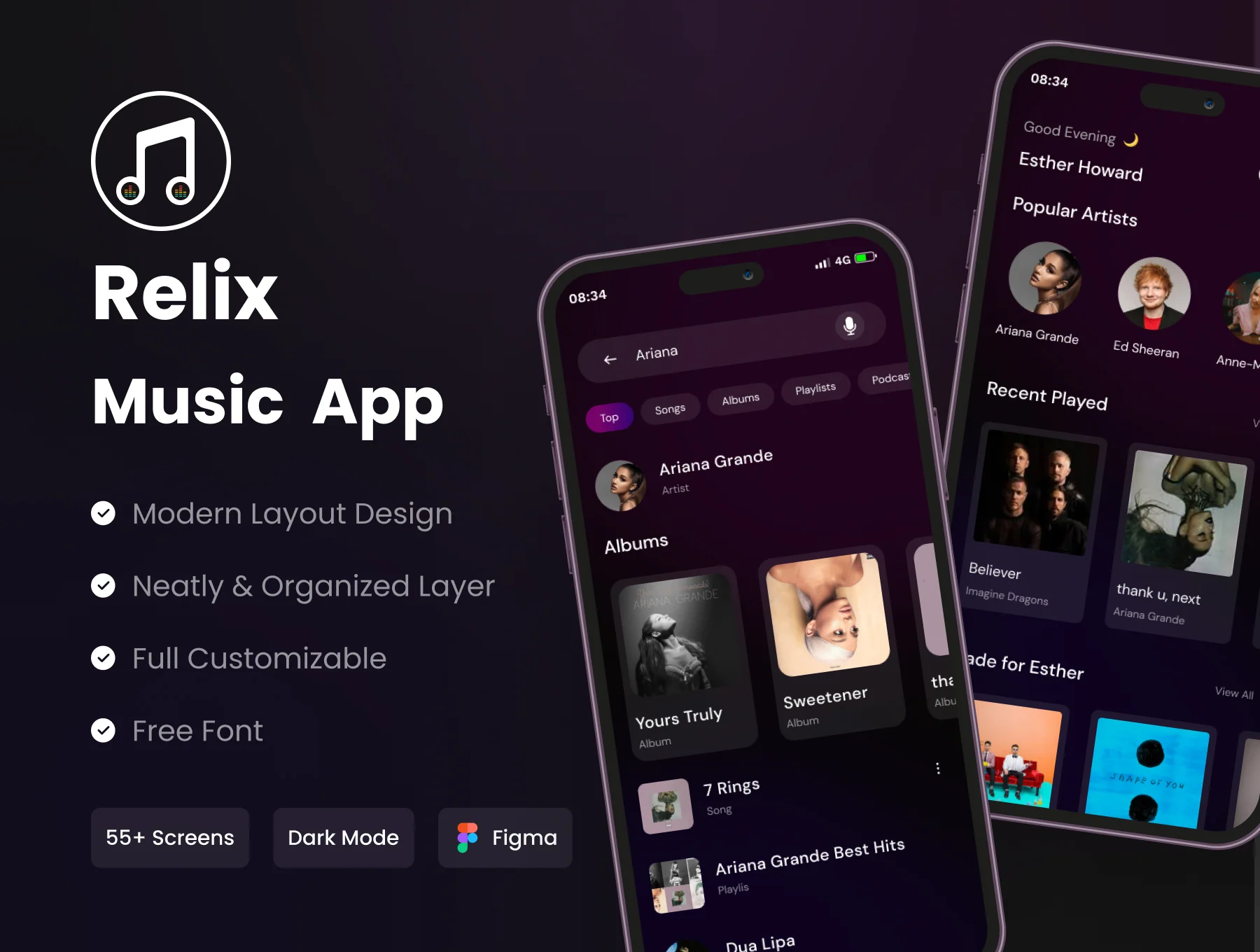Relix Figma - Music App UI Kit Figma