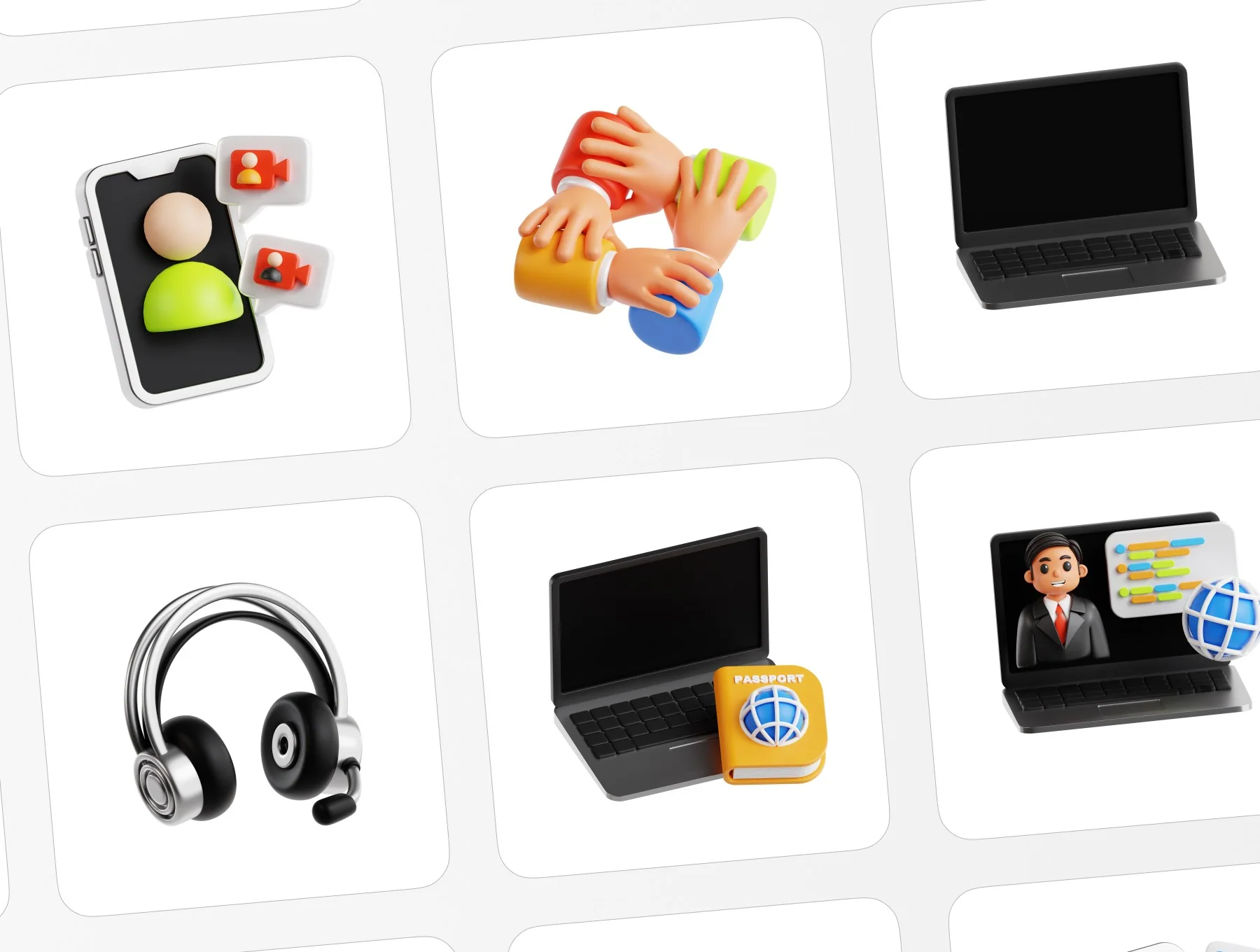 Remote Work 3D Icon Pack 6