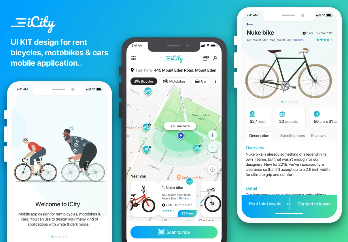 iCity - Rent bikes Mobile App