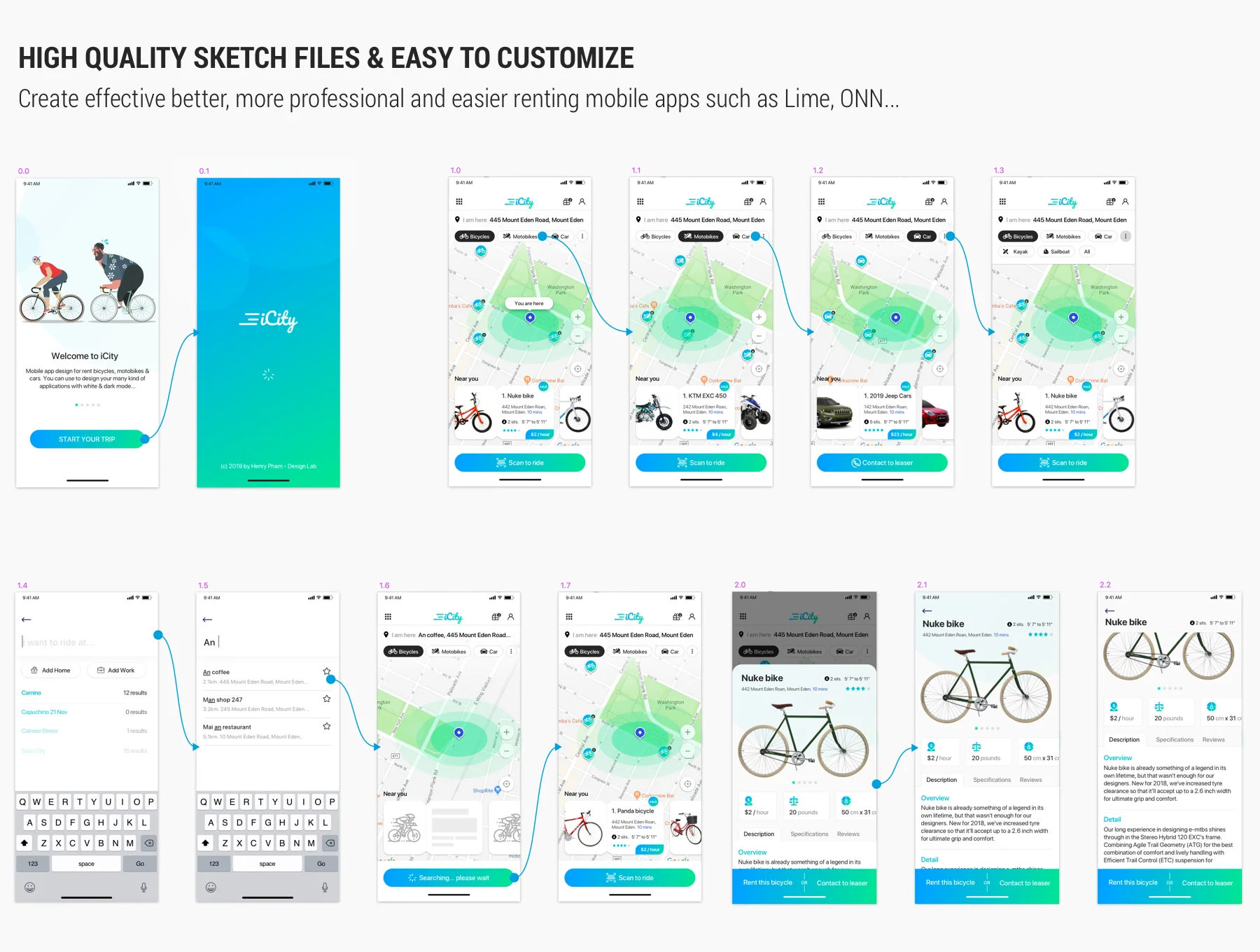 iCity - Rent bikes Mobile App