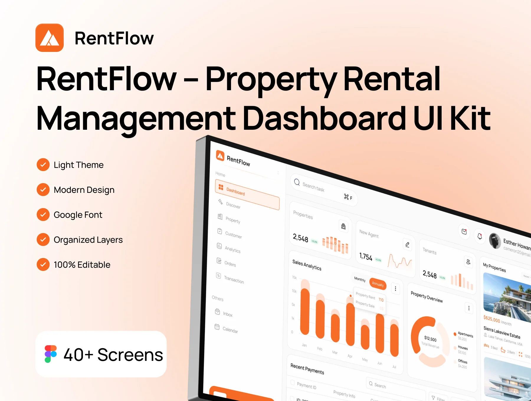 RentFlow - Property Rental Management Dashboard UI Kit