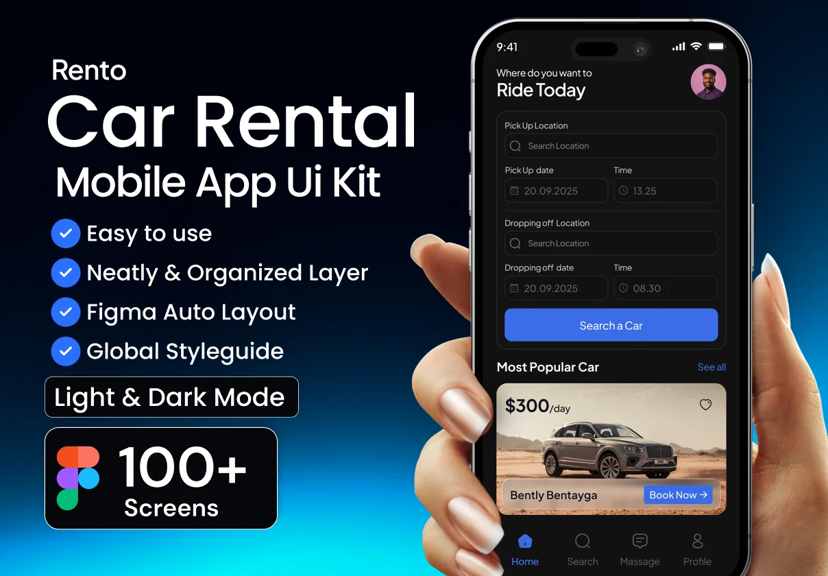Rento Car Rental Mobile App Ui- kit