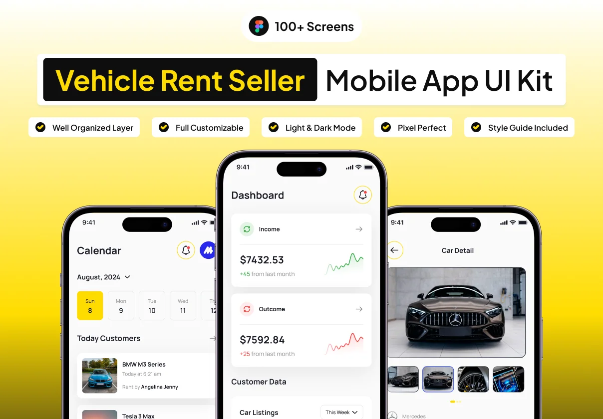RentQu Seller - Car Rental Seller UI Kit App