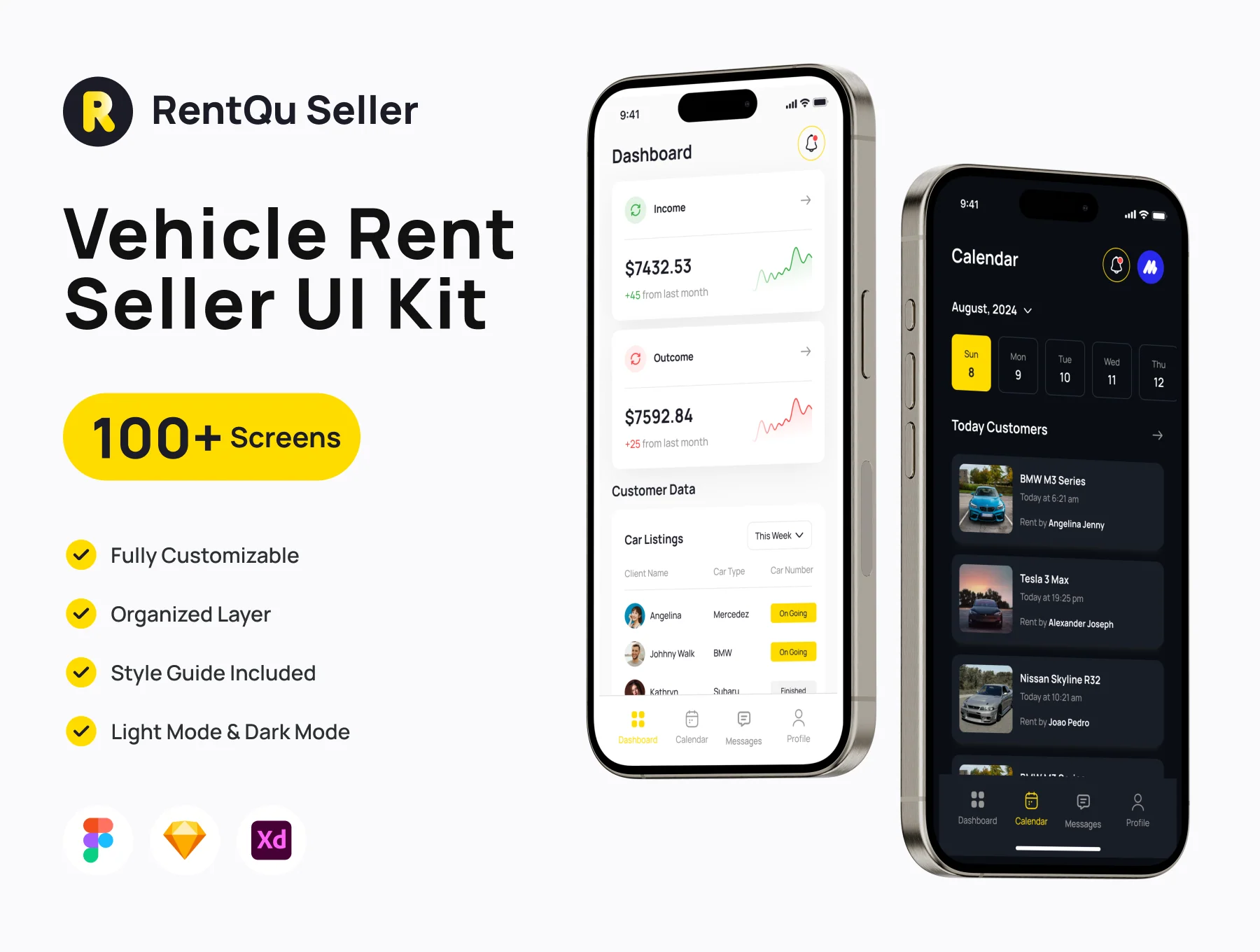 RentQu Seller - Car Rental Seller UI Kit App