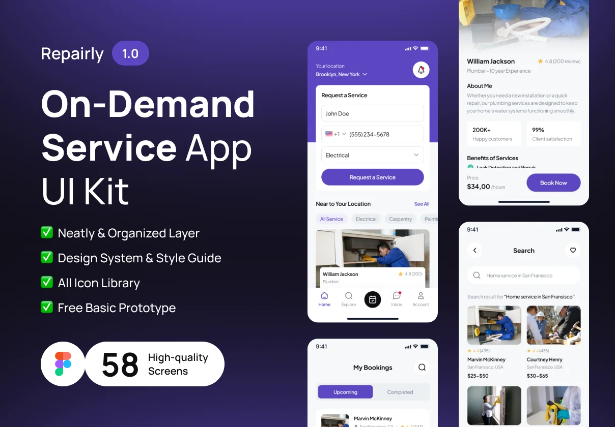 Repairly - Home Services App UI Kit