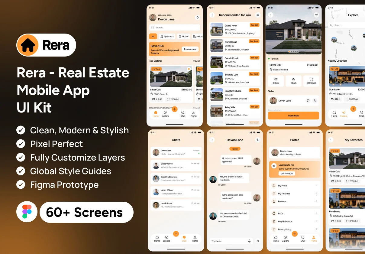 Rera - Real Estate Mobile App UI Kit