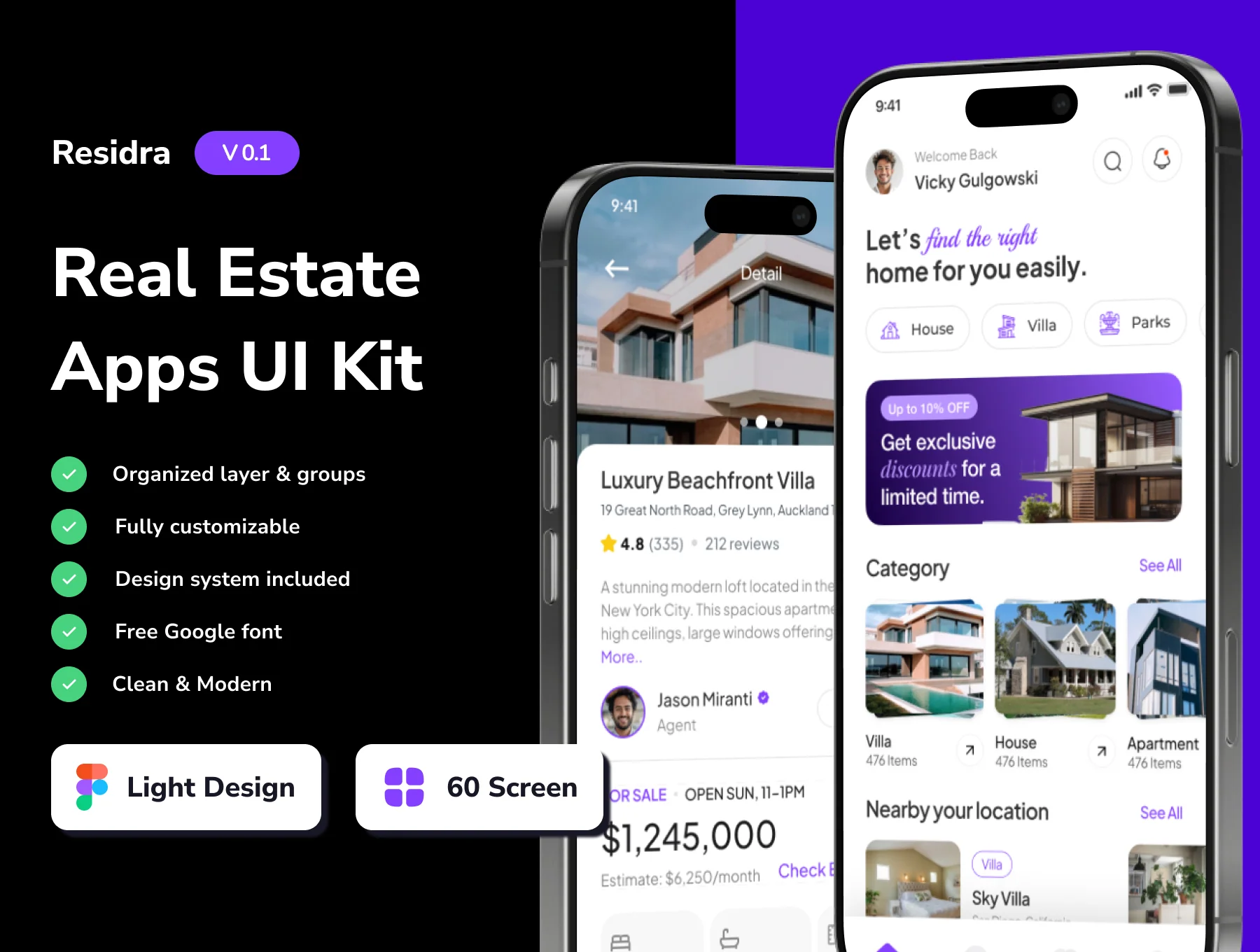Residra - Real Estate Mobile App UI Kits