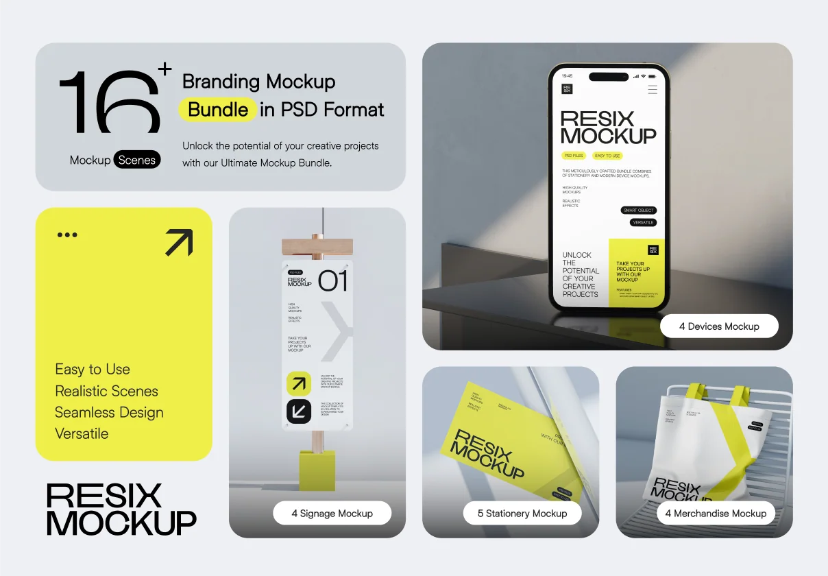 Resix - Clean Style Branding Mockup Bundle