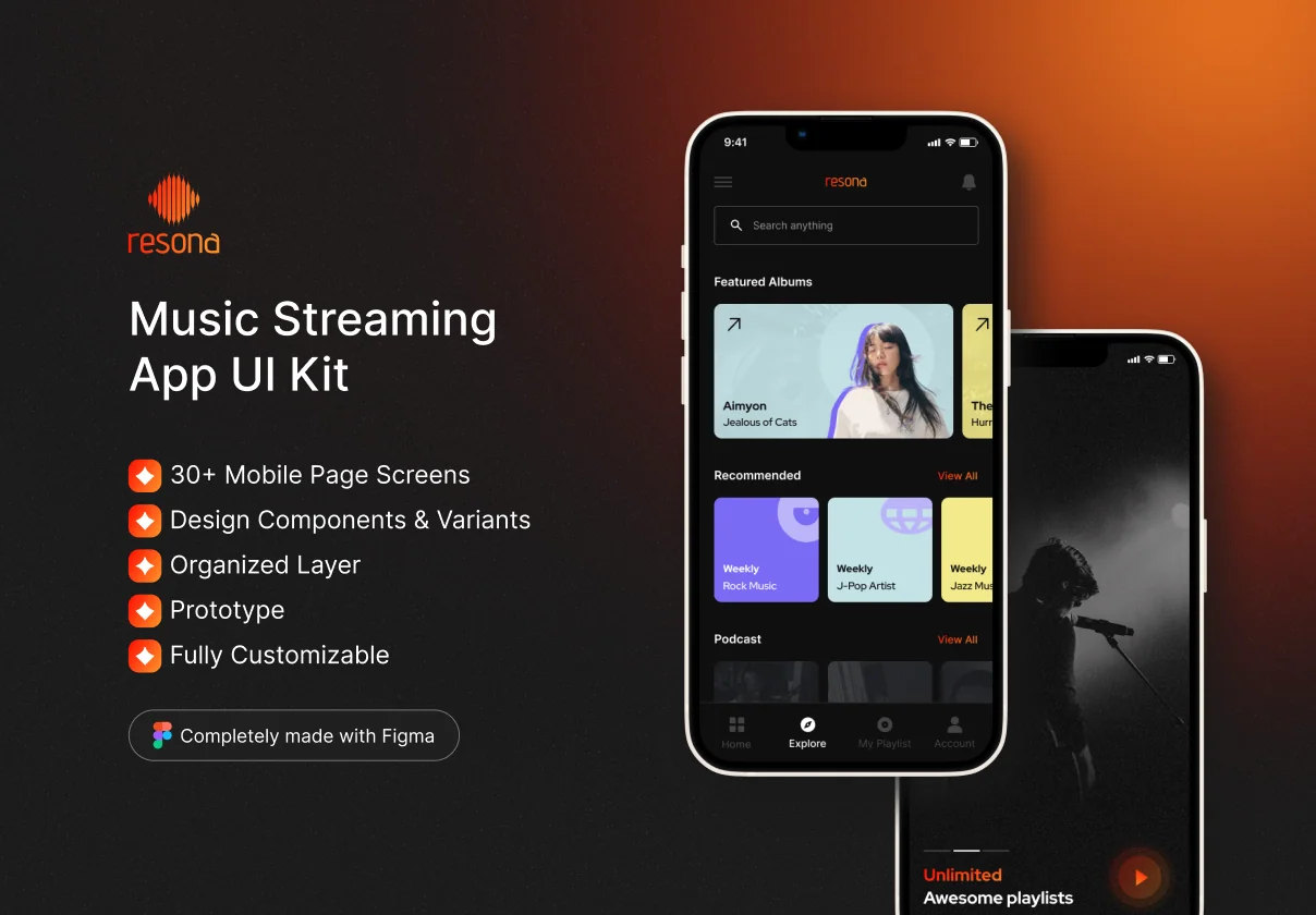 Resona - Music Streaming App UI Kit