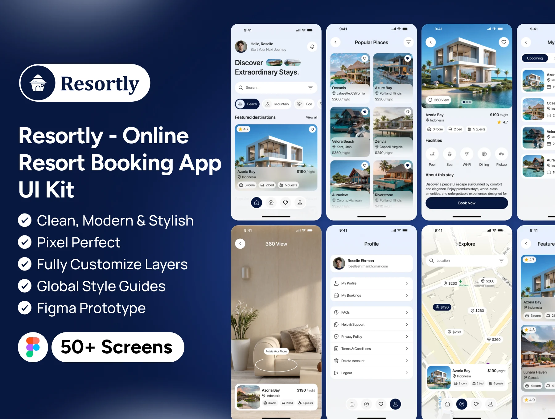 Resortly - Online Resort Booking App UI Kit