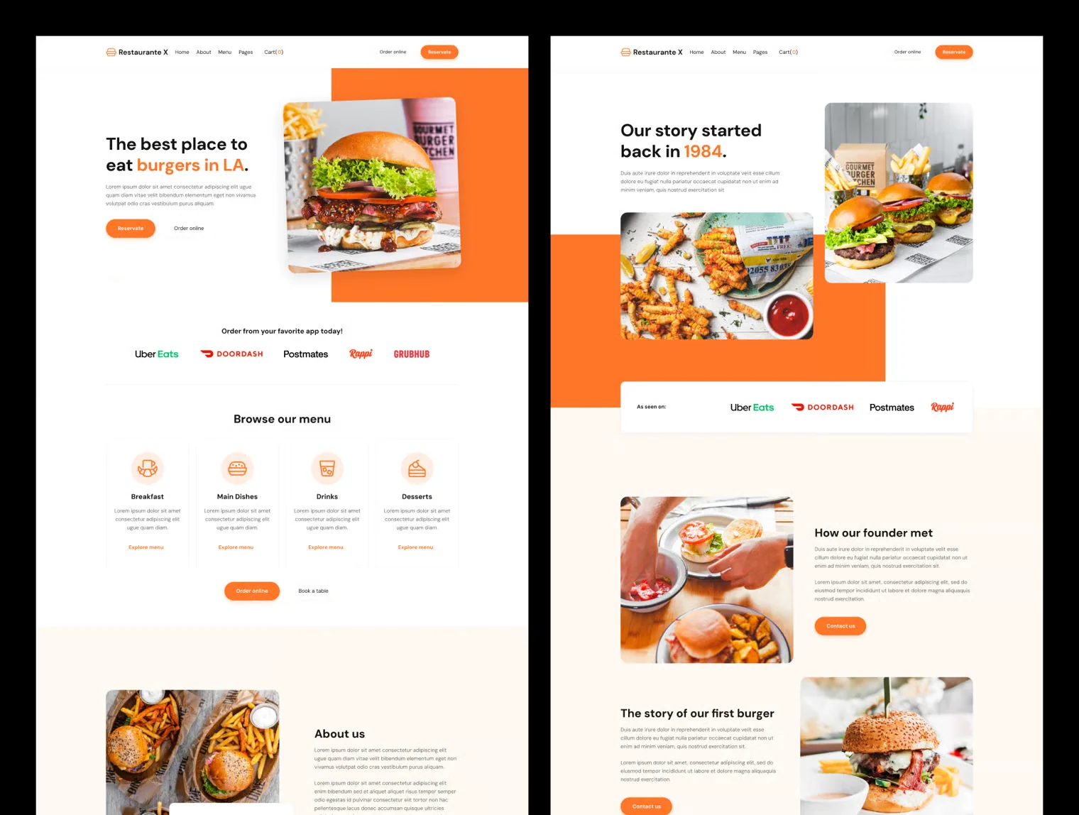 Restaurante X – Fast Food Restaurant Website Template UI KIt 5