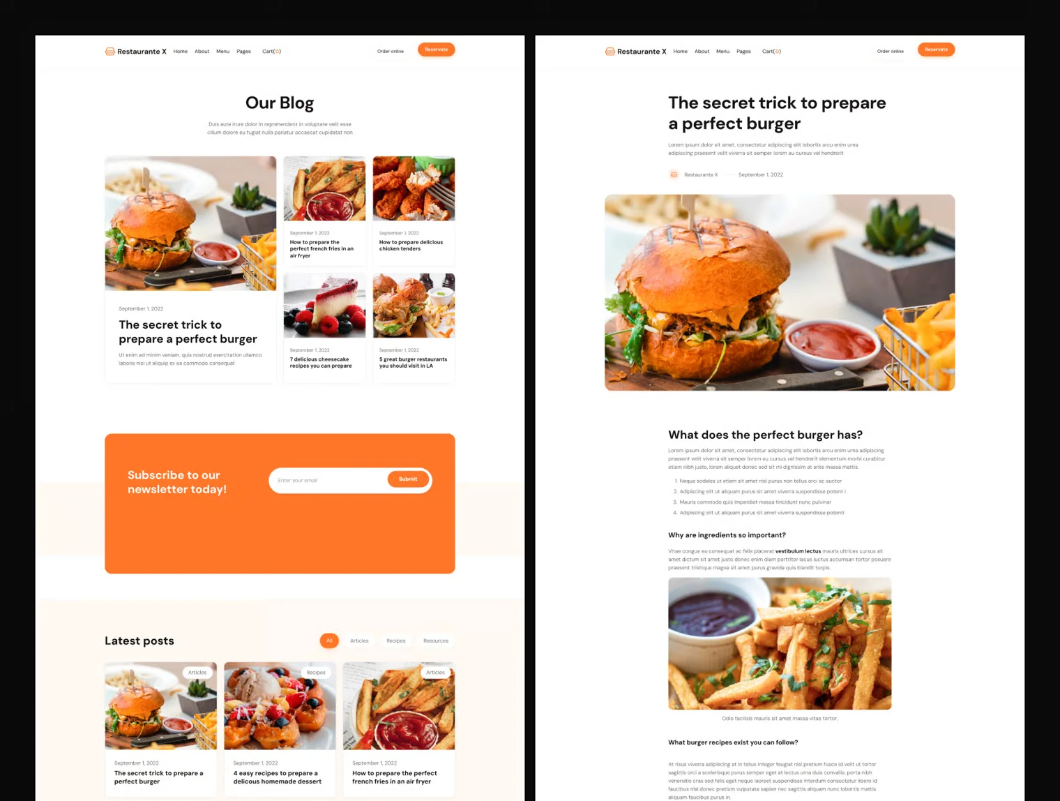 Restaurante X – Fast Food Restaurant Website Template UI KIt 6