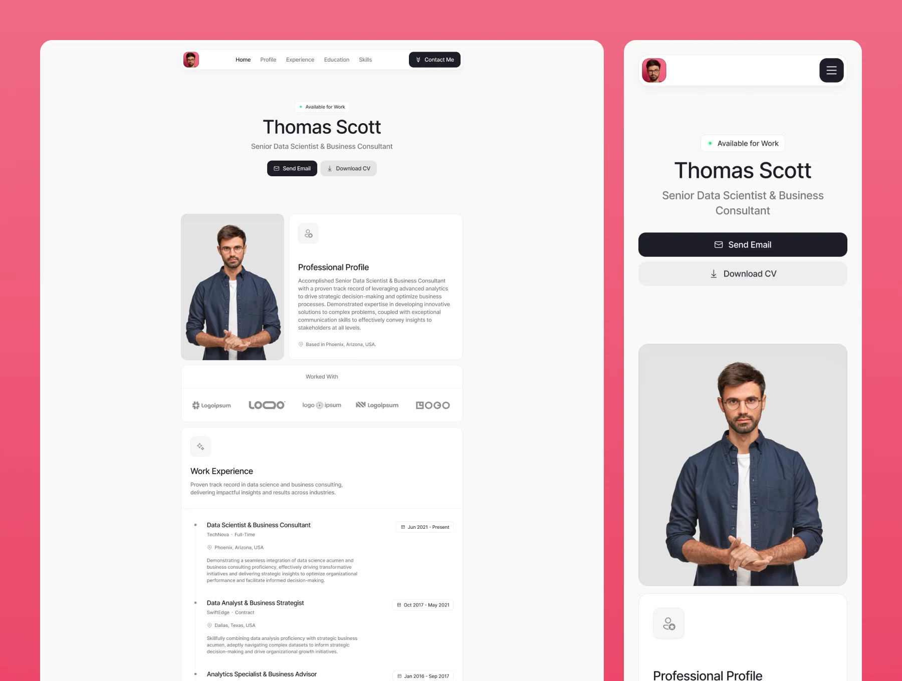 Resume Website & PDF Template — Thomas Scott 3