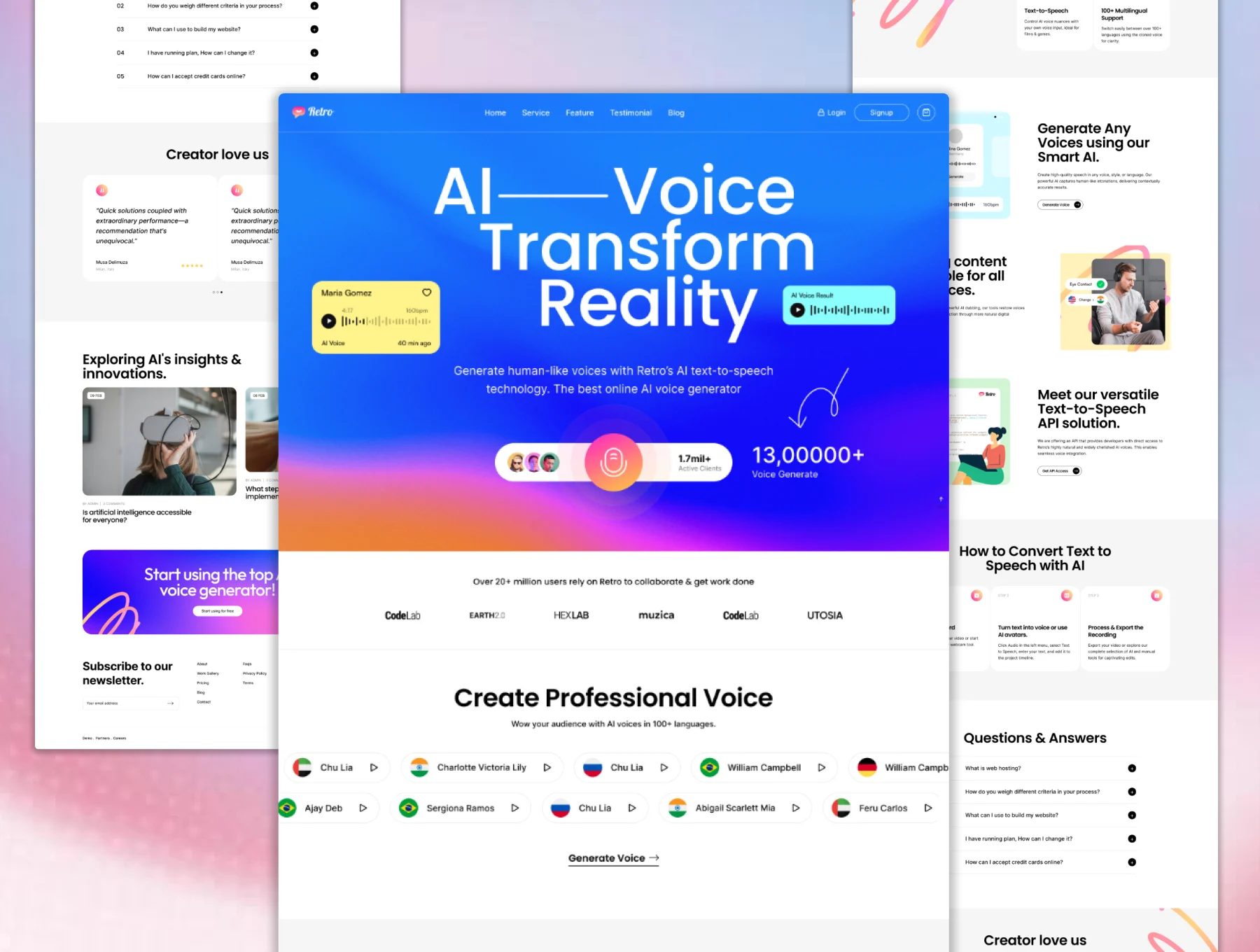 Retro — AI Text to Speech Figma UI Kit 2