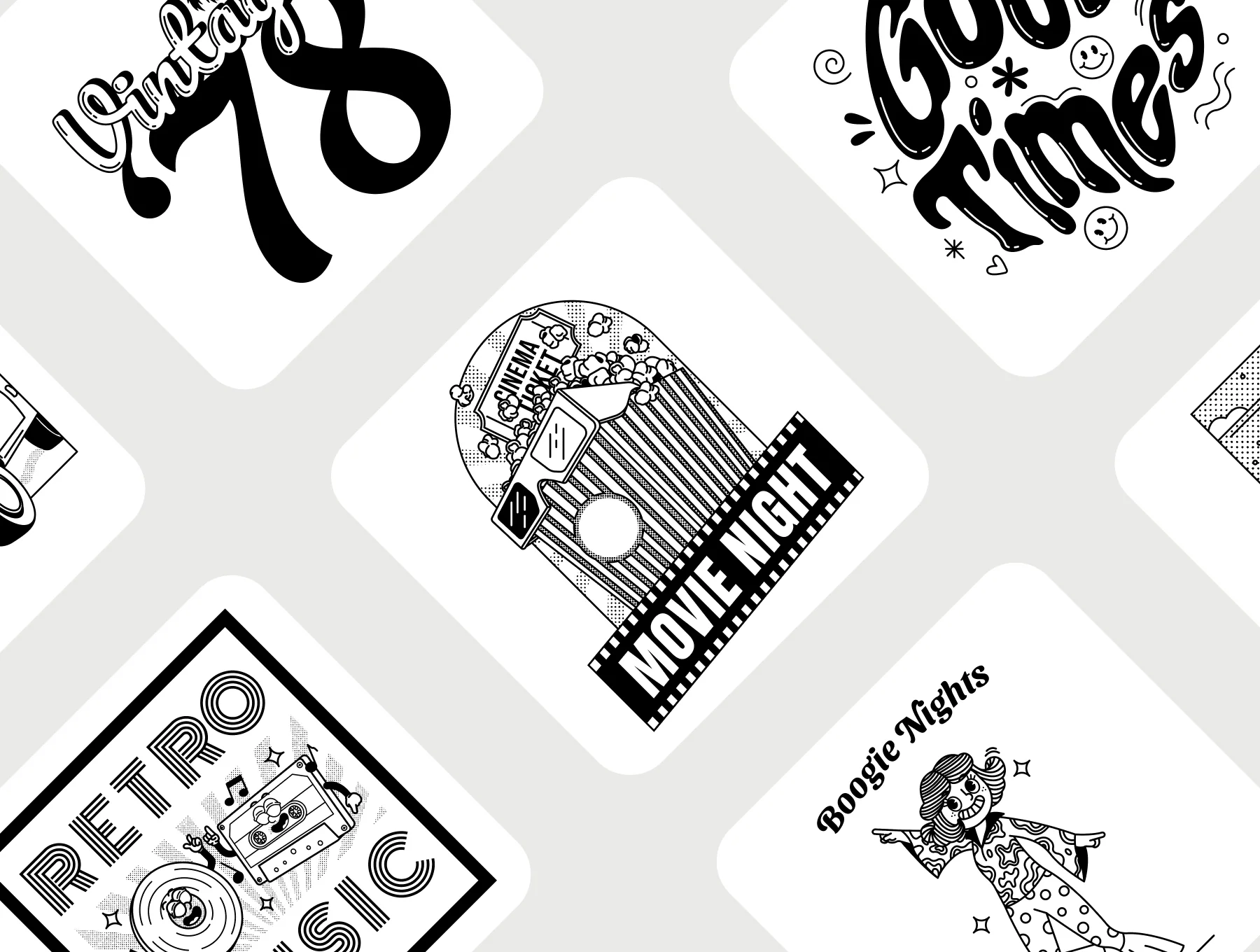 Retro Line Art 6