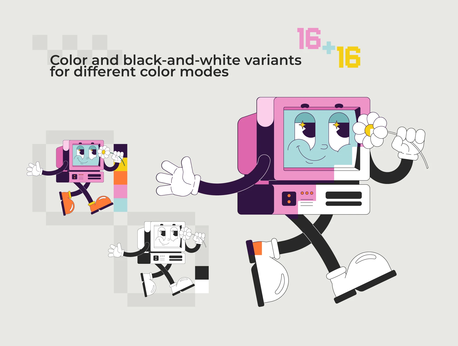 Retro Tech Cartoon Characters Pack