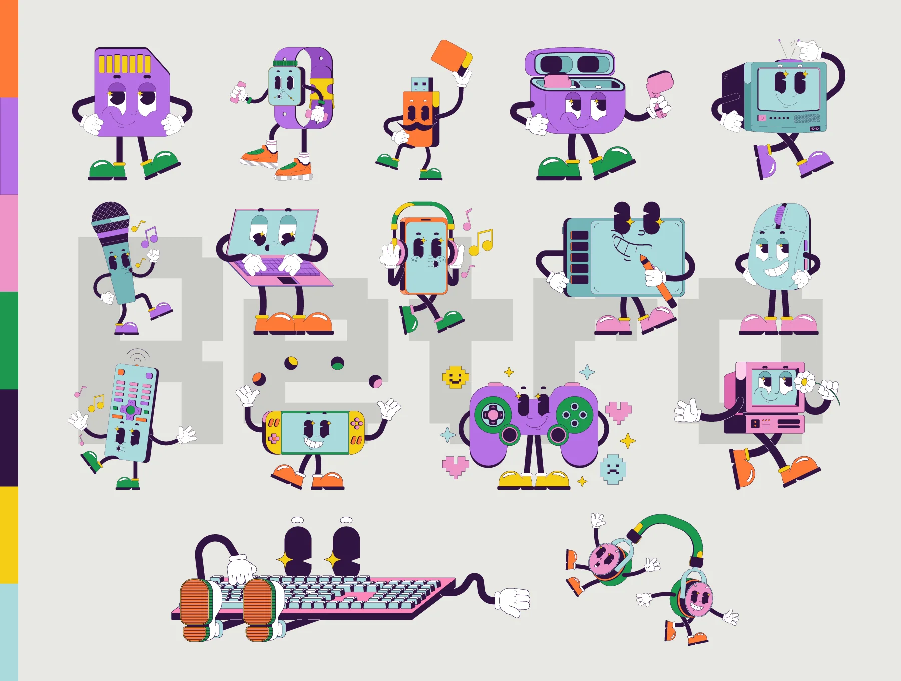 Retro Tech Cartoon Characters Pack 5