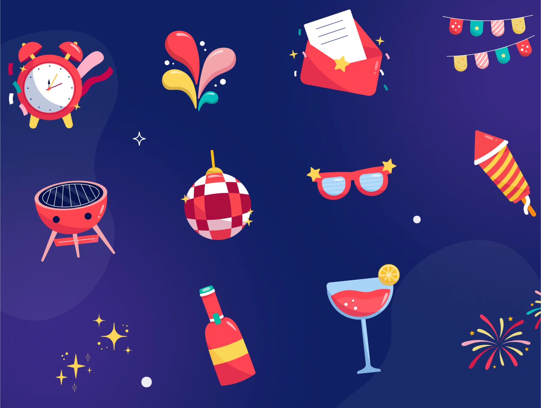 Revelry - New Year Party Elements Illustration Set 7