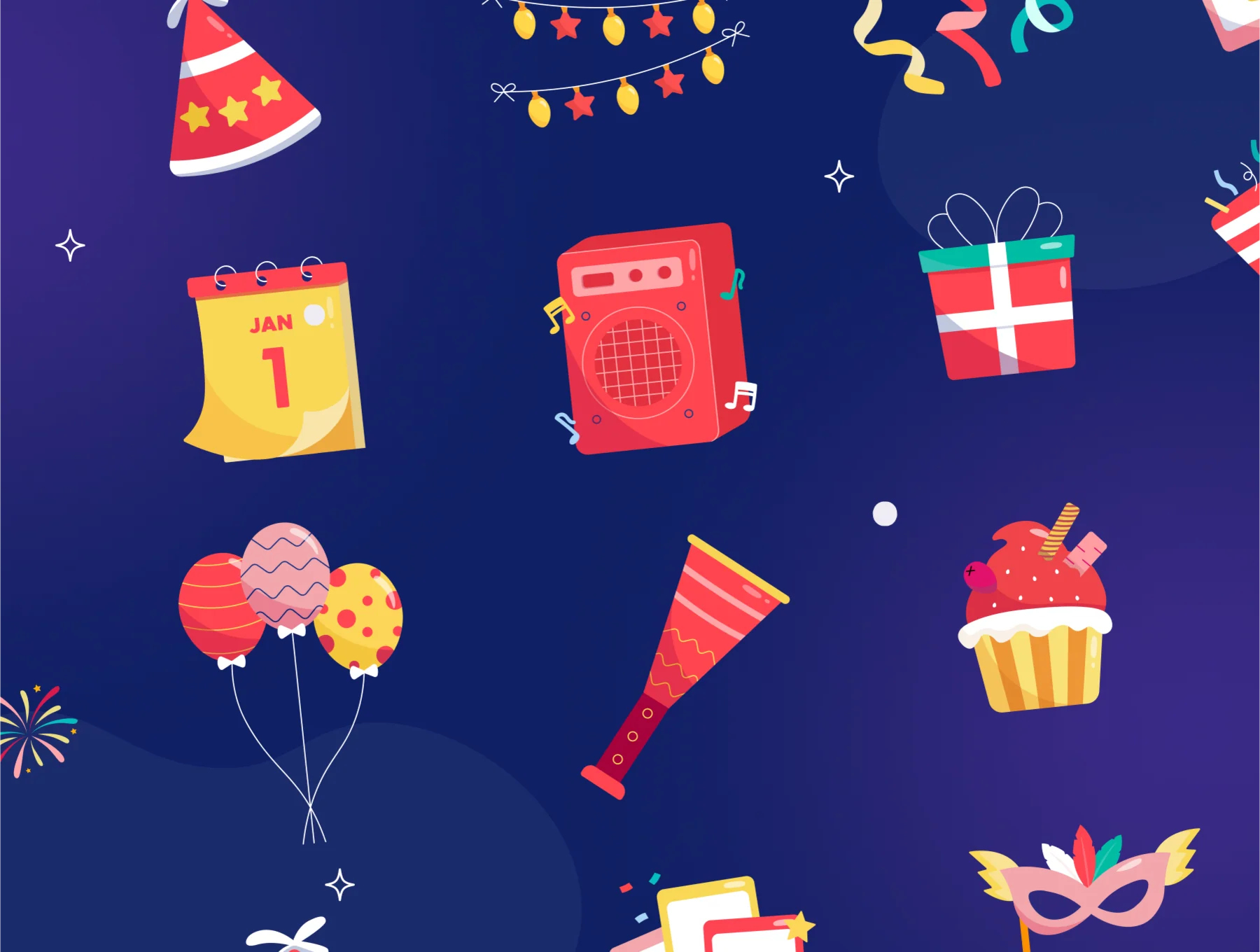 Revelry - New Year Party Elements Illustration Set 8
