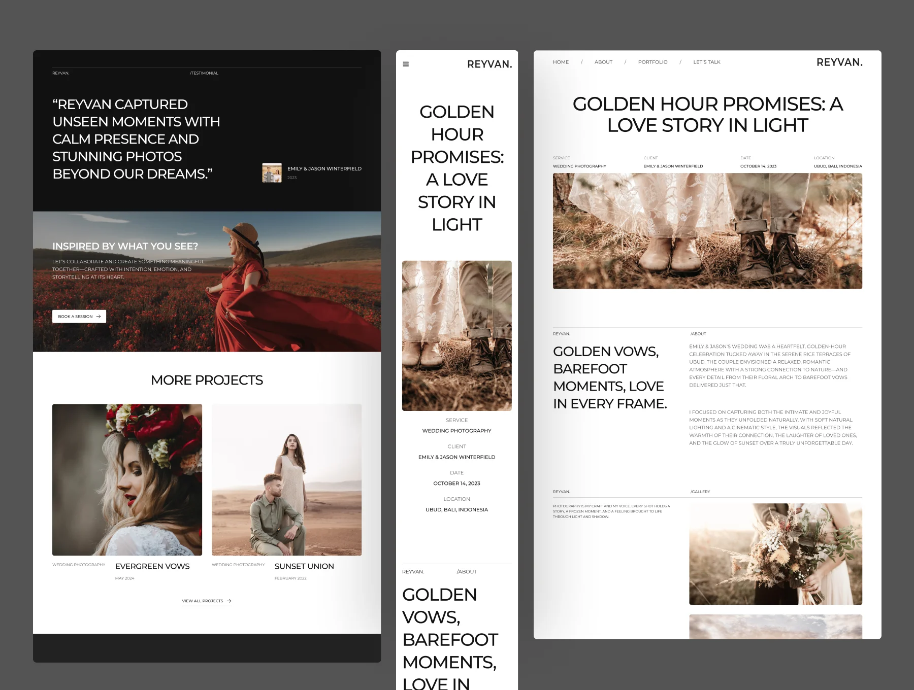 Reyvan - Photography Website UI Figma Template 4