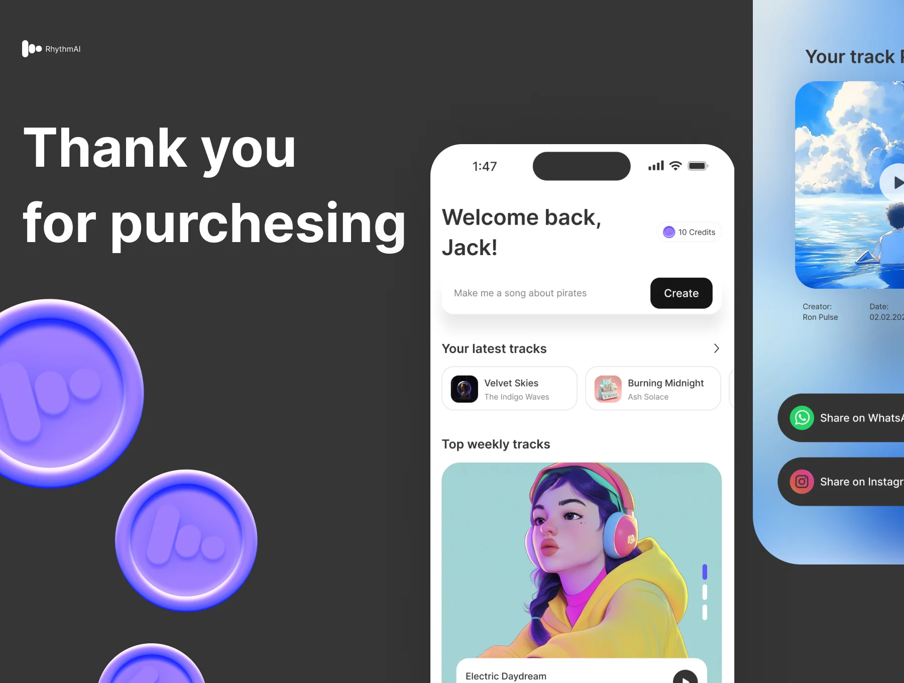 Rhythm AI - AI Music Creation App UI Kit 6